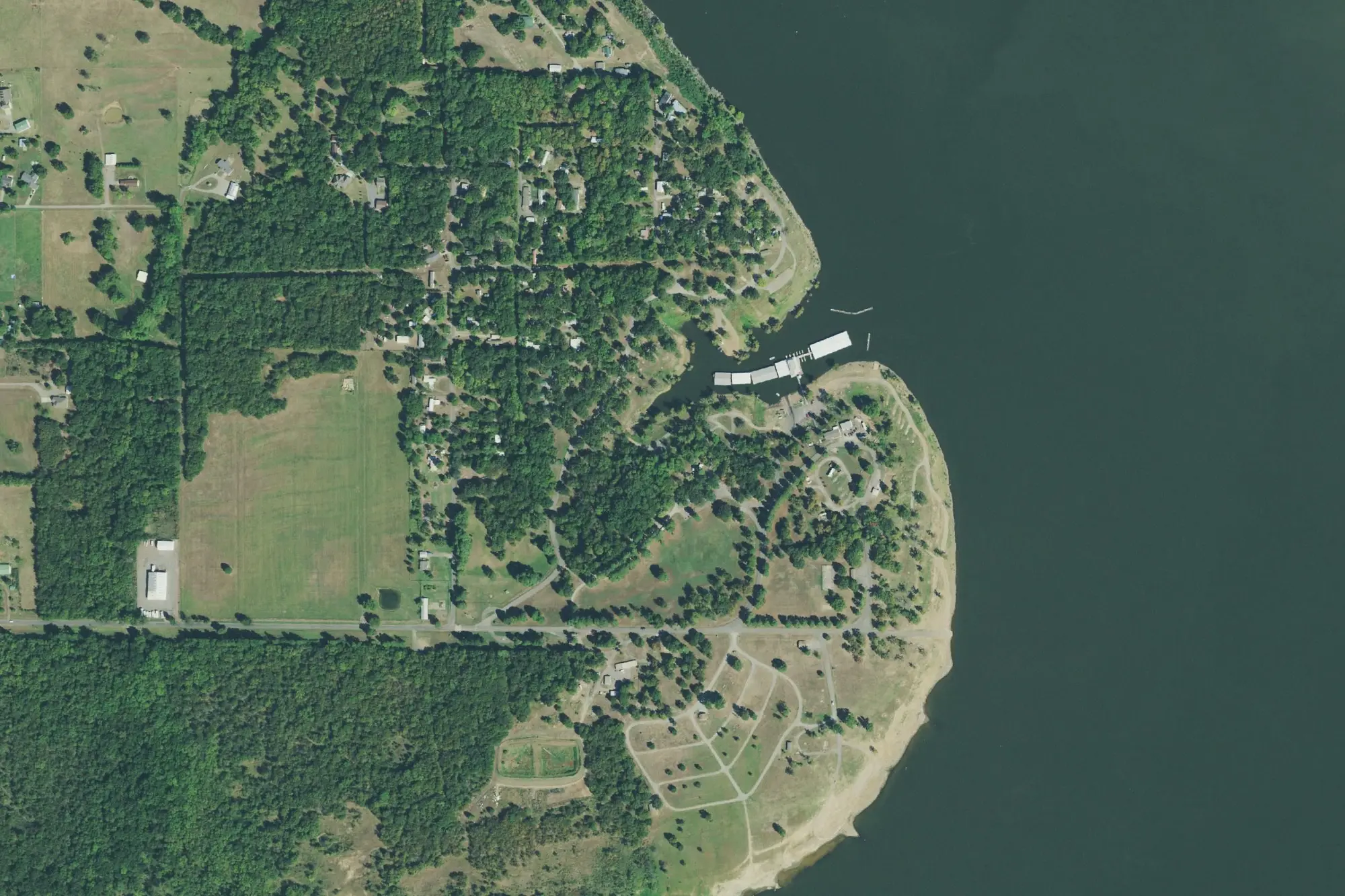 Aerial view of Sequoyah Bay State Park