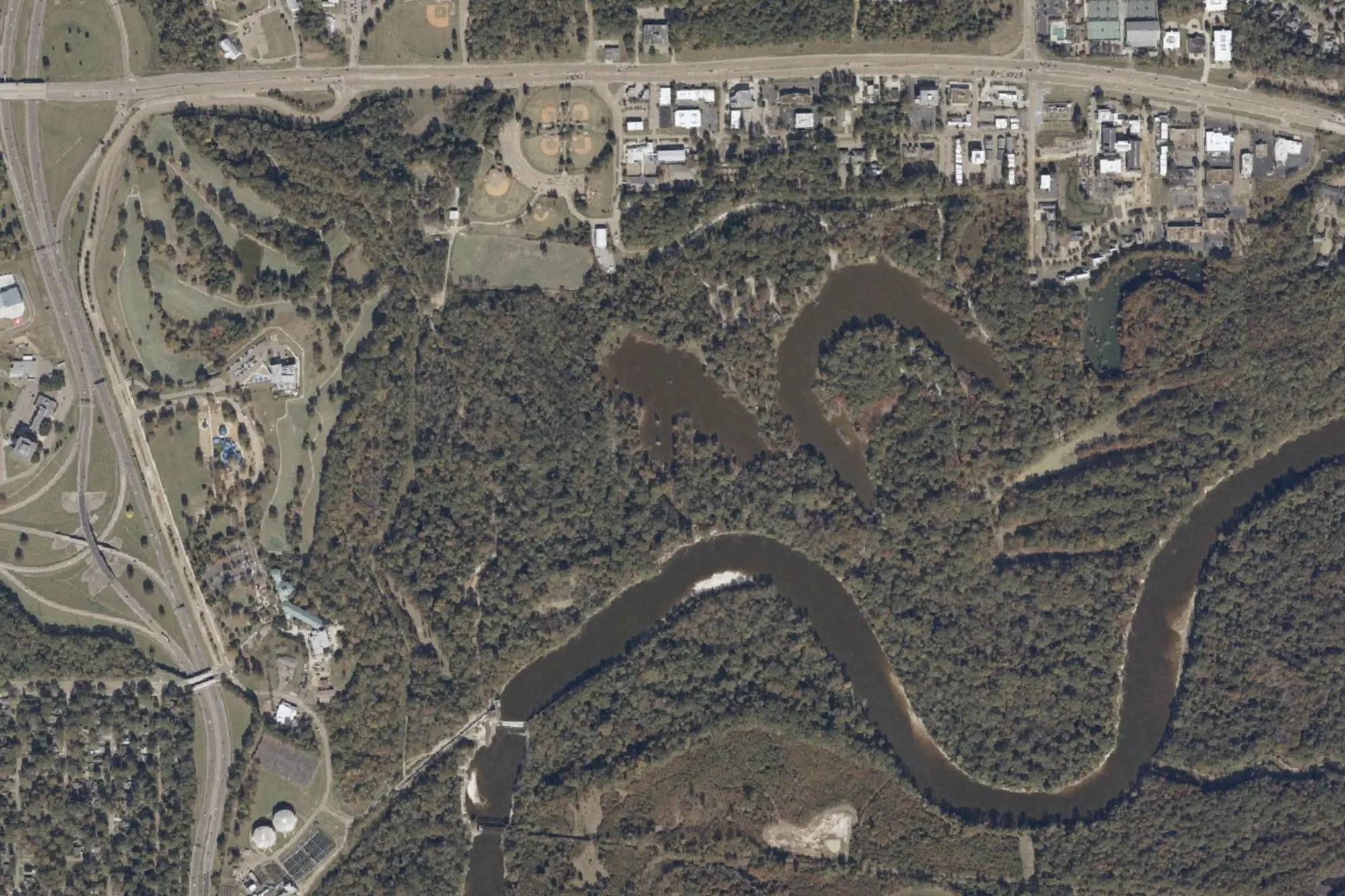 Aerial view of Lefleur's Bluff State Park