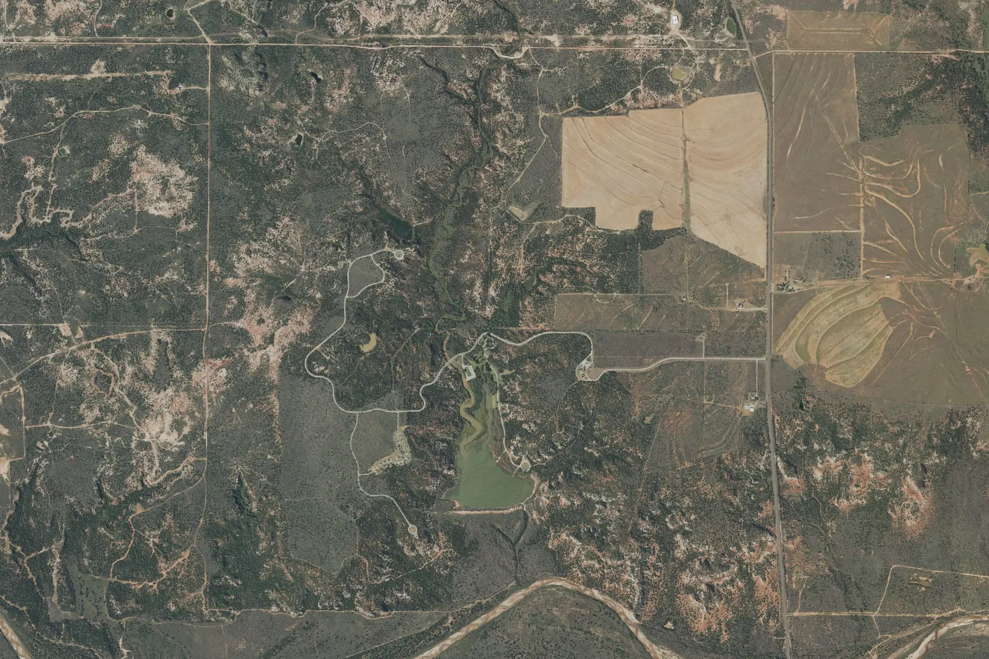 Aerial view of Copper Breaks State Park