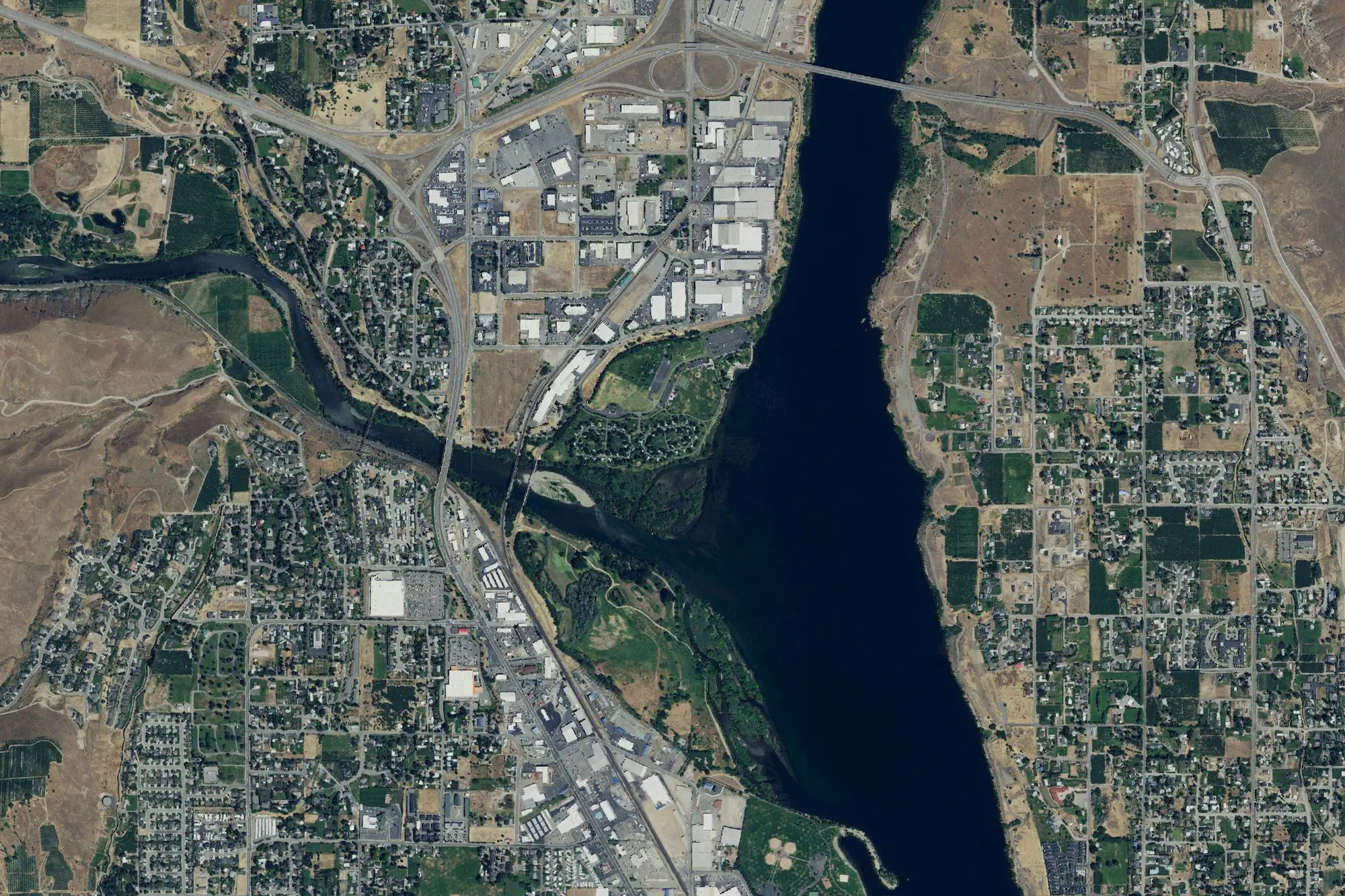 Aerial view of Wenatchee Confluence
