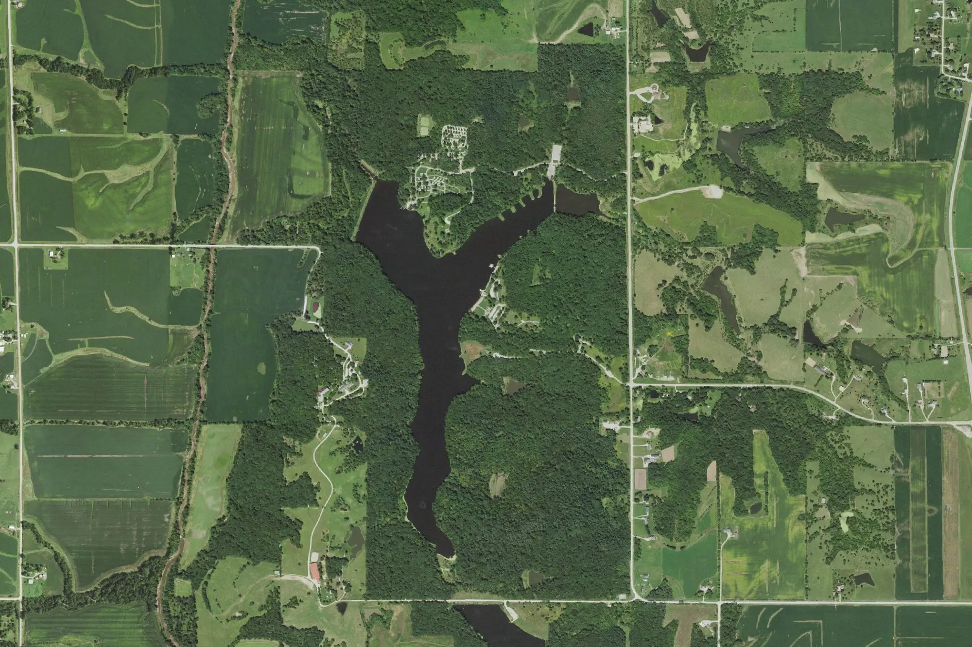 Aerial view of Lake Ahquabi State Park