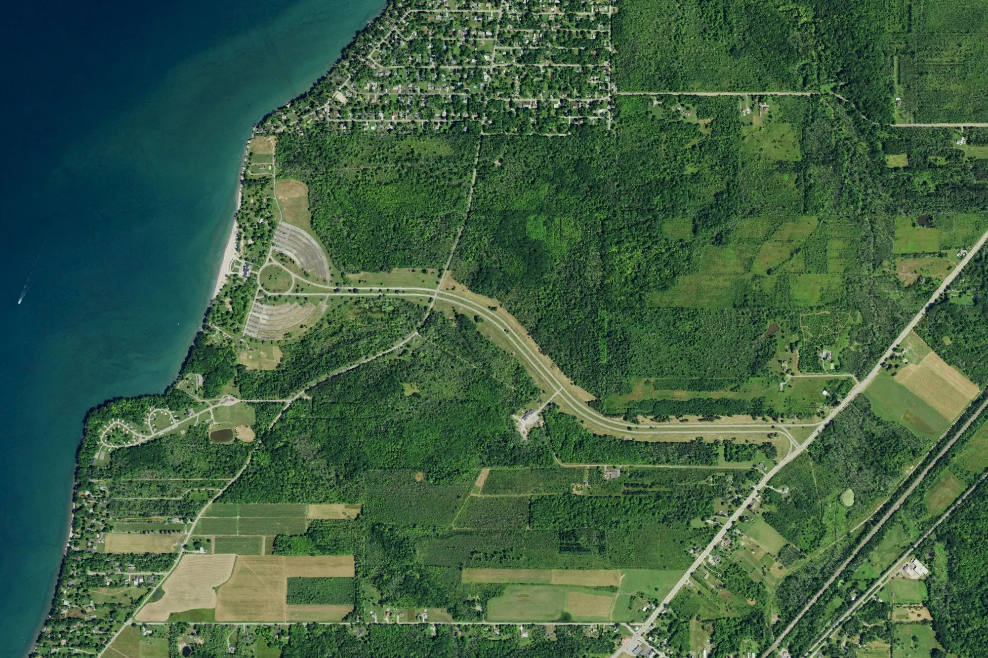 Aerial view of Evangola State Park