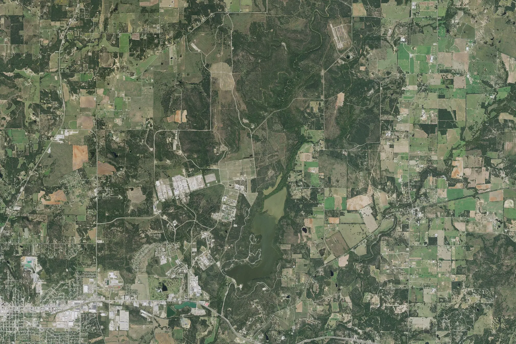 Aerial view of Lake Mineral Wells State Park