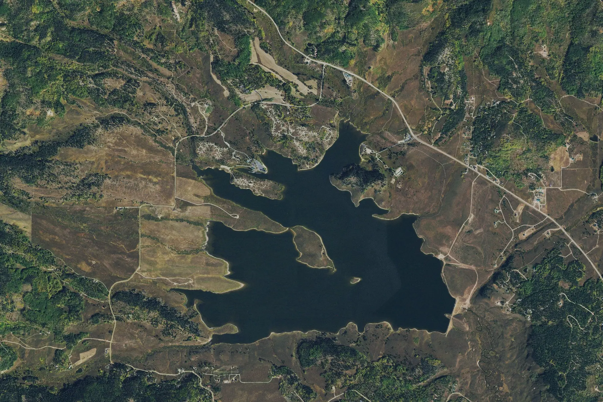 Aerial view of Steamboat Lake State Park