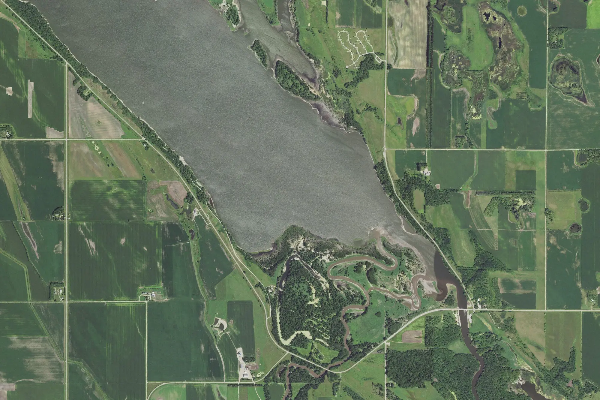 Aerial view of Lac qui Parle State Park
