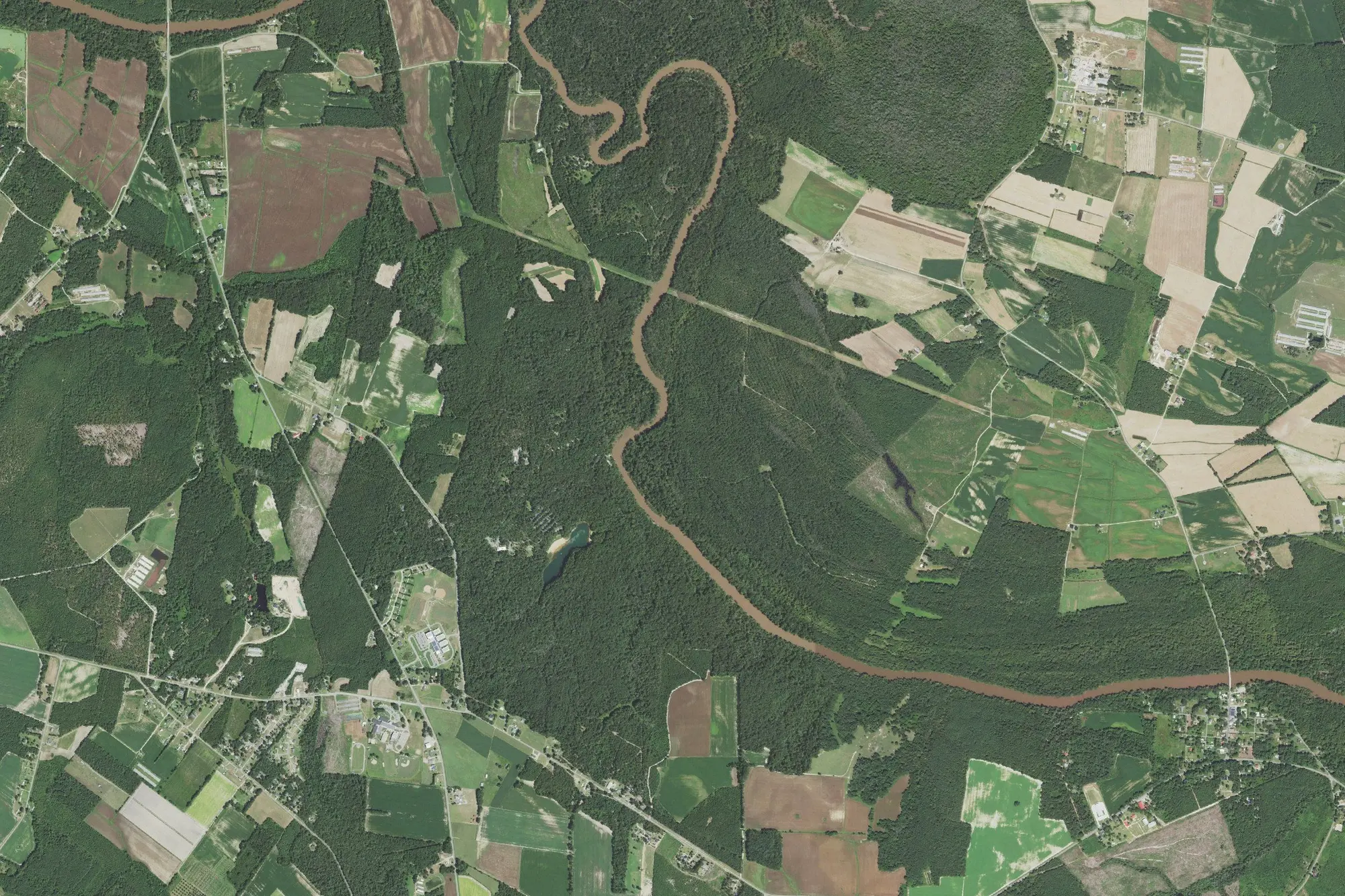 Aerial view of Cliffs of the Neuse State Park