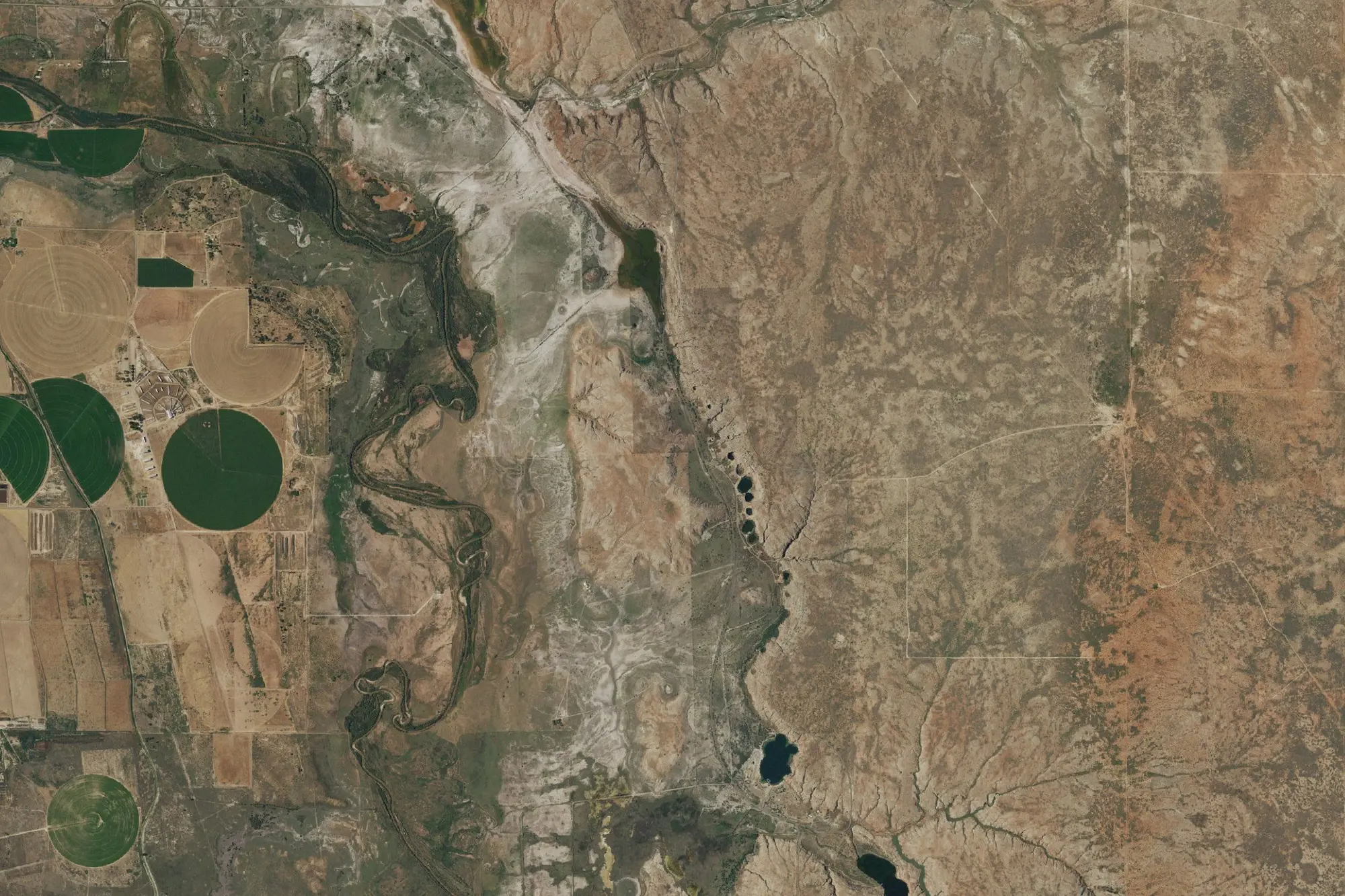 Aerial view of Bottomless Lakes State Park