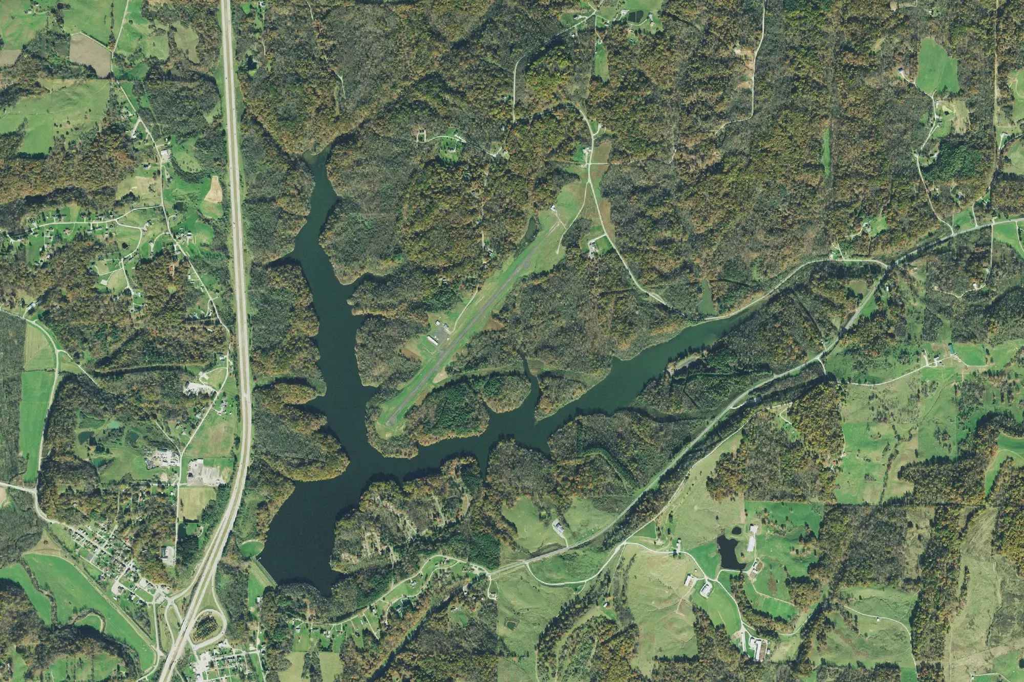 Aerial view of Wolf Run State Park