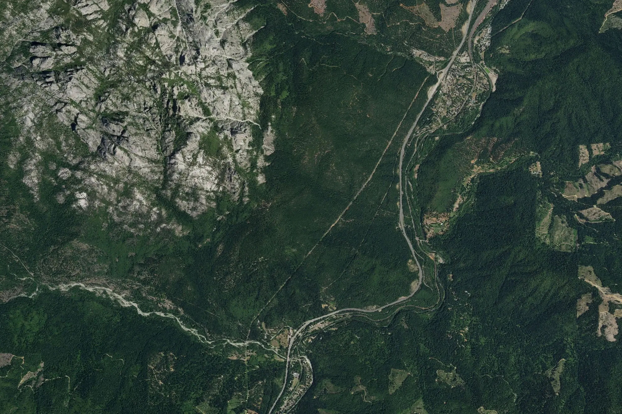 Aerial view of Castle Crags State Park