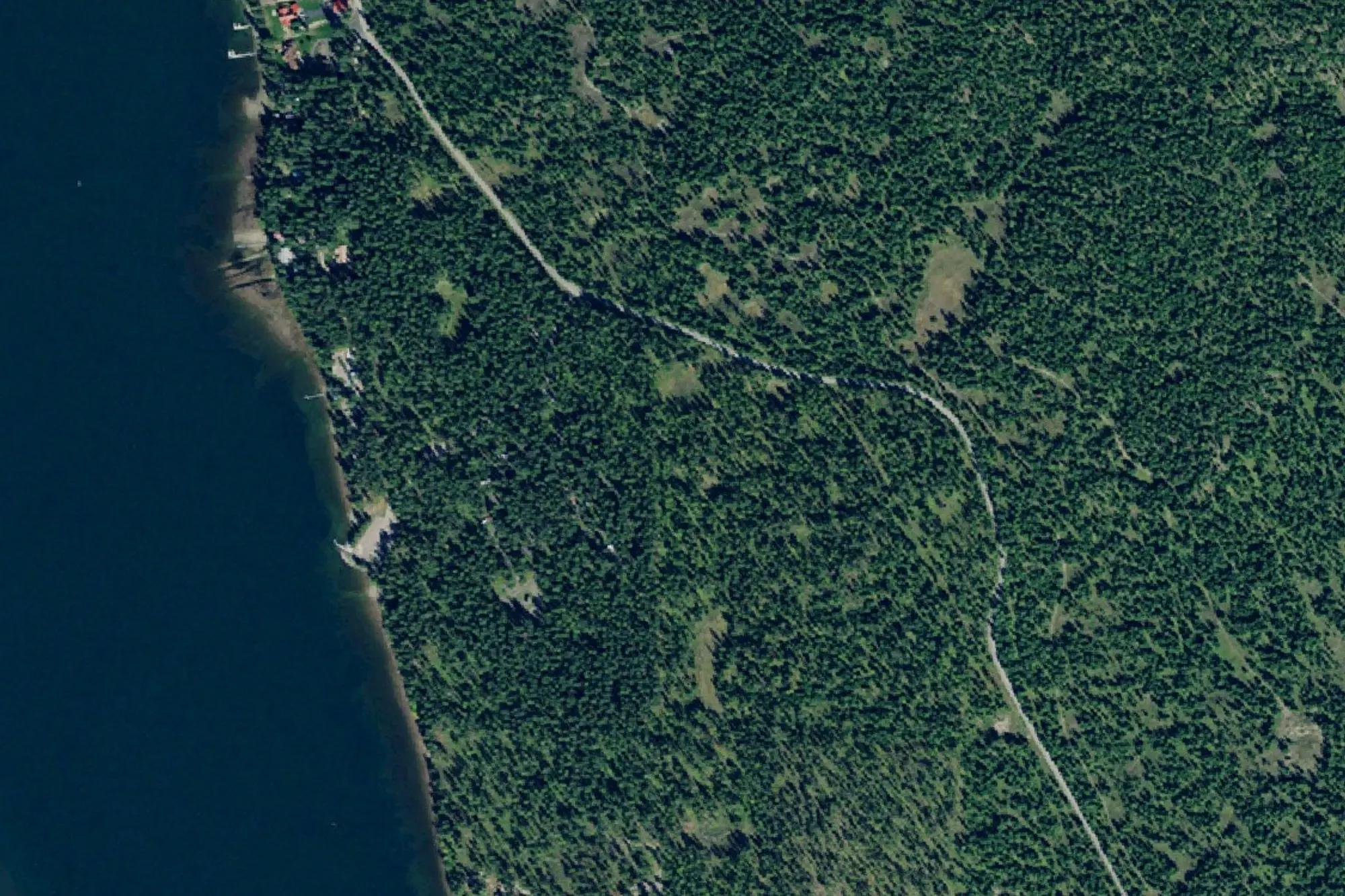 Aerial view of Lake Mary Ronan State Park