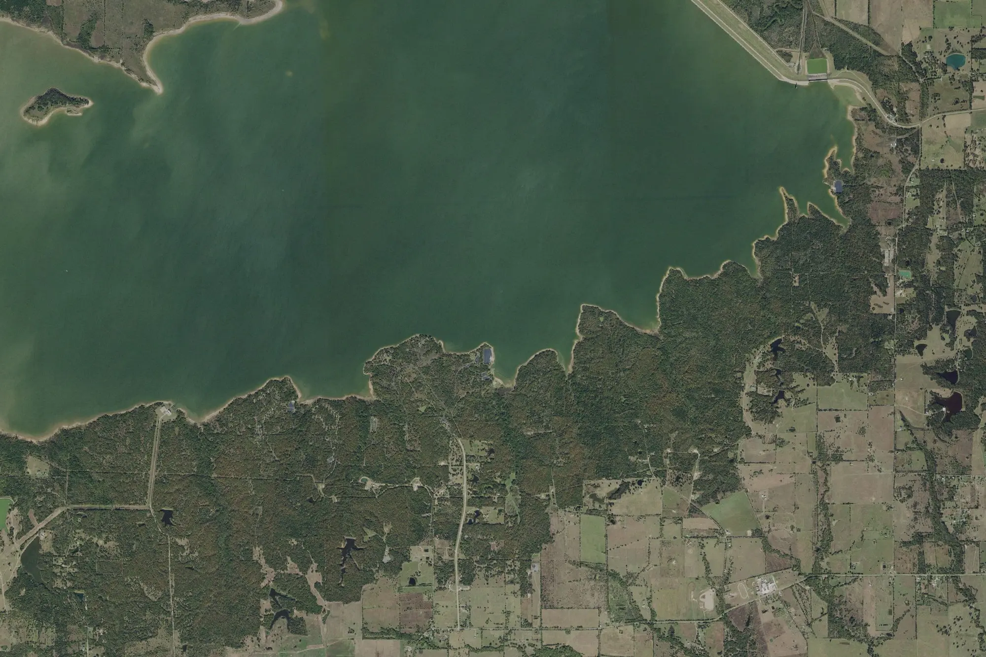 Aerial view of Cooper Lake State Park - South Sulphur Unit