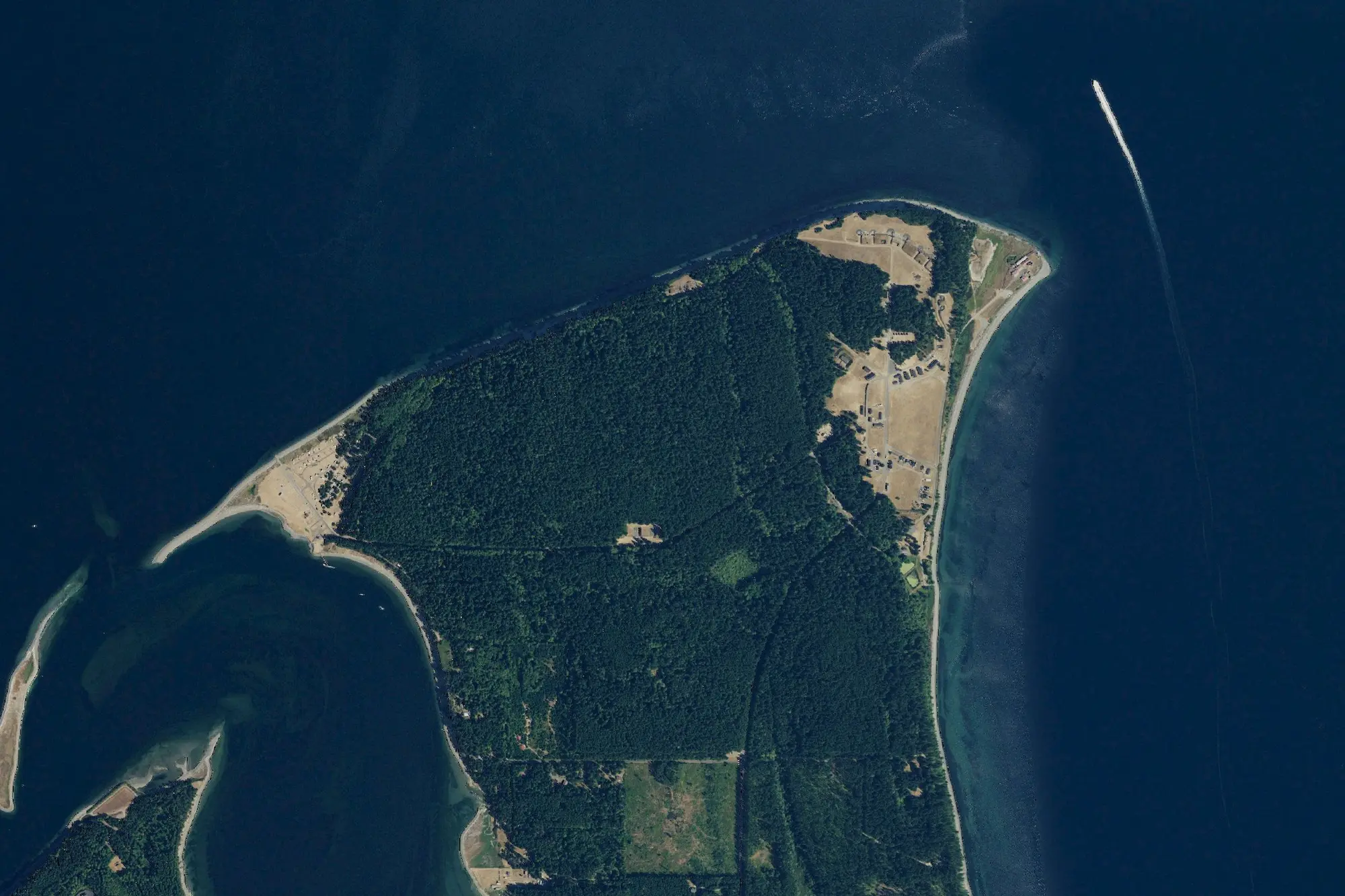 Aerial view of Fort Flagler