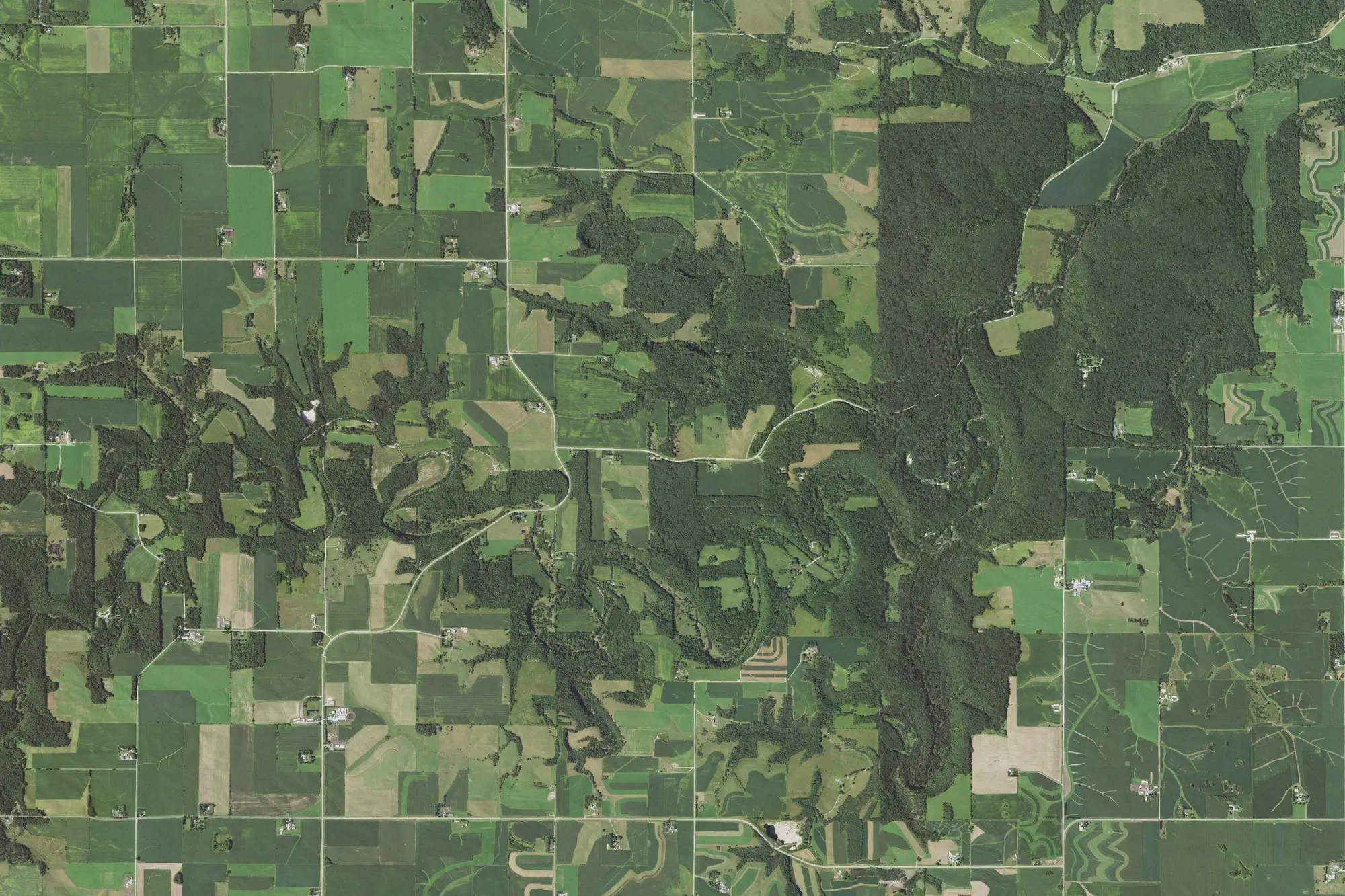 Aerial view of Forestville Mystery Cave State Park