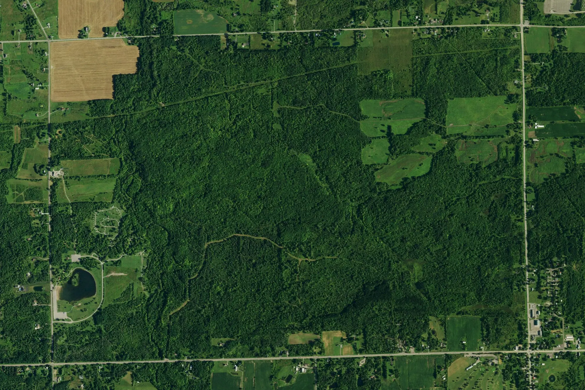 Aerial view of Darien Lakes State Park