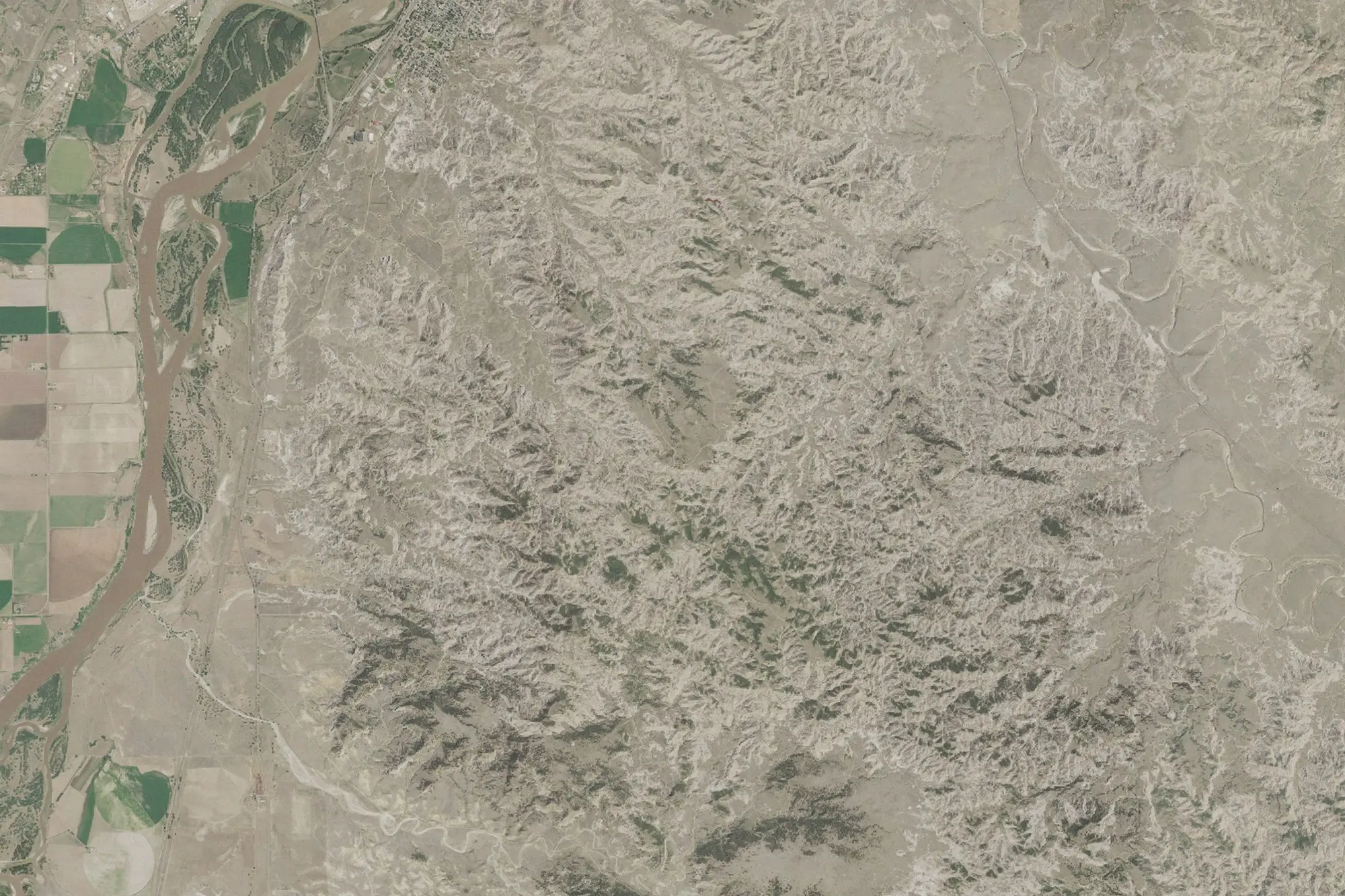 Aerial view of Makoshika State Park