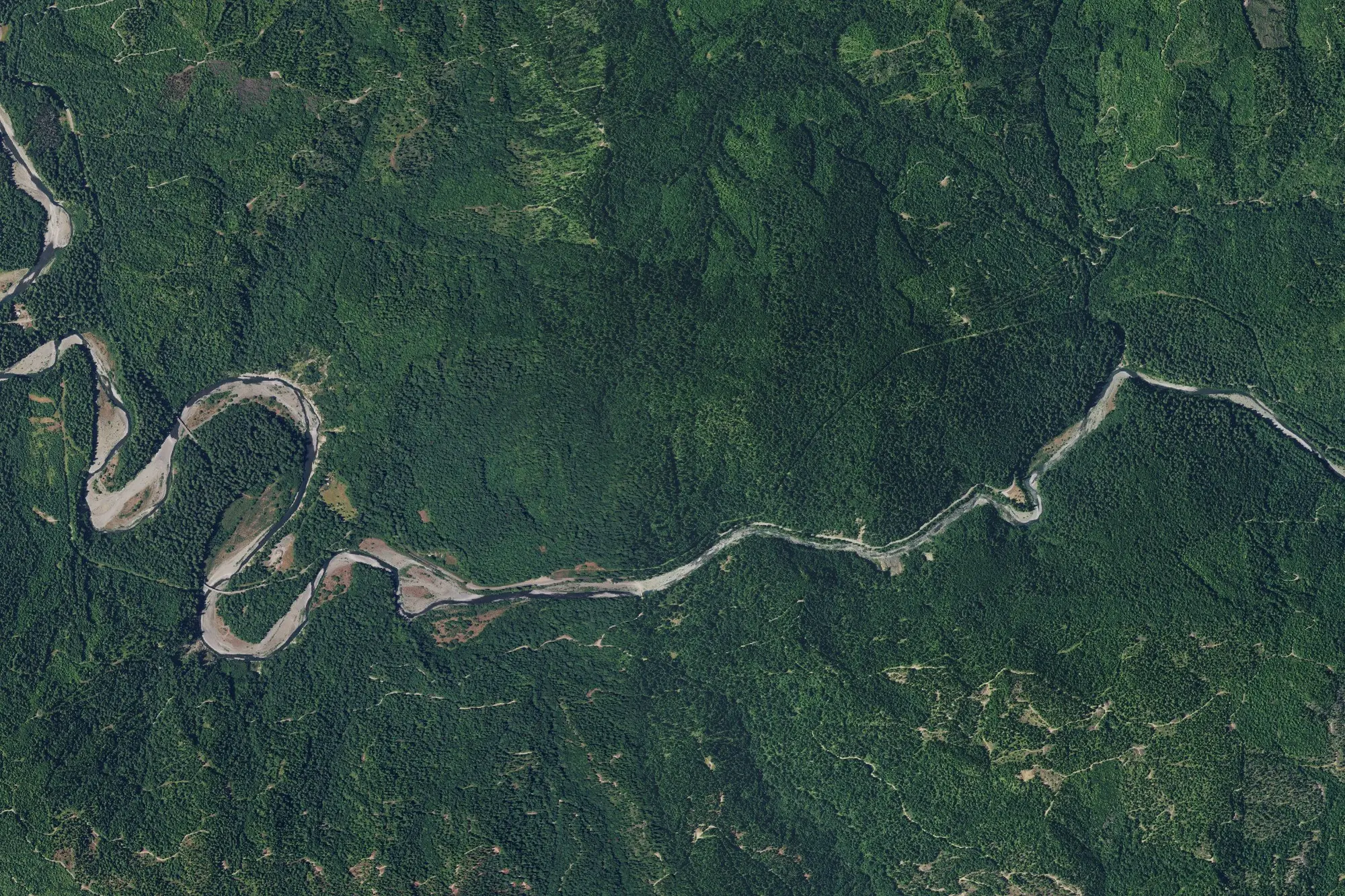 Aerial view of Grizzly Creek Redwoods State Park