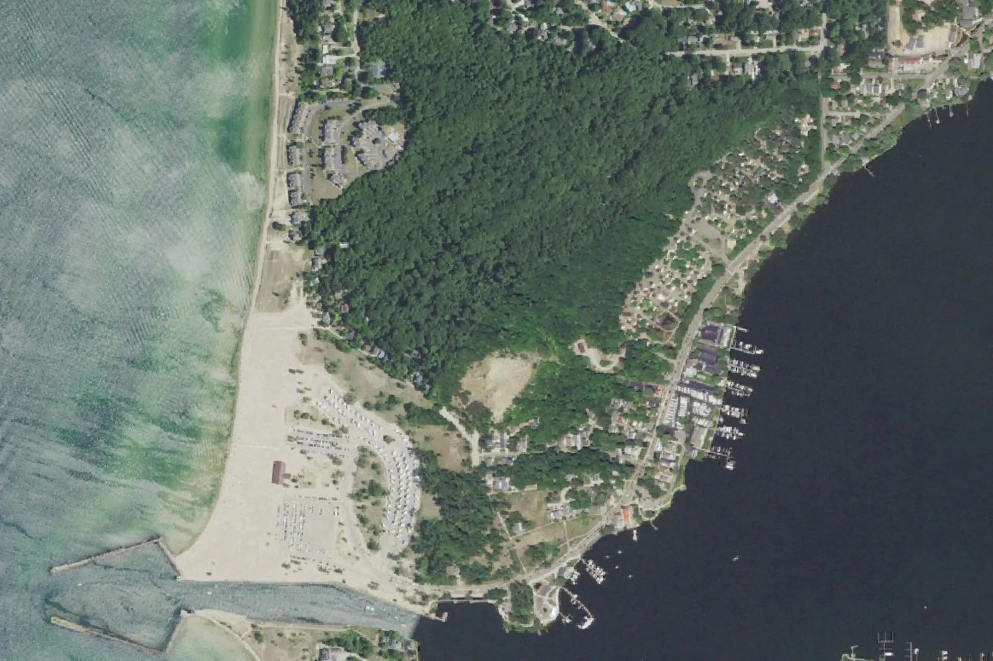 Aerial view of Holland State Park (Ottawa Beach)