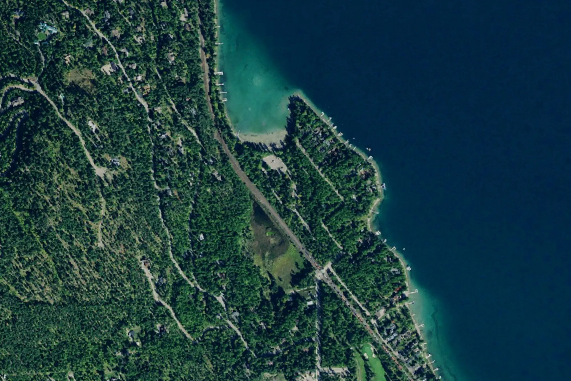 Aerial view of Whitefish Lake State Park