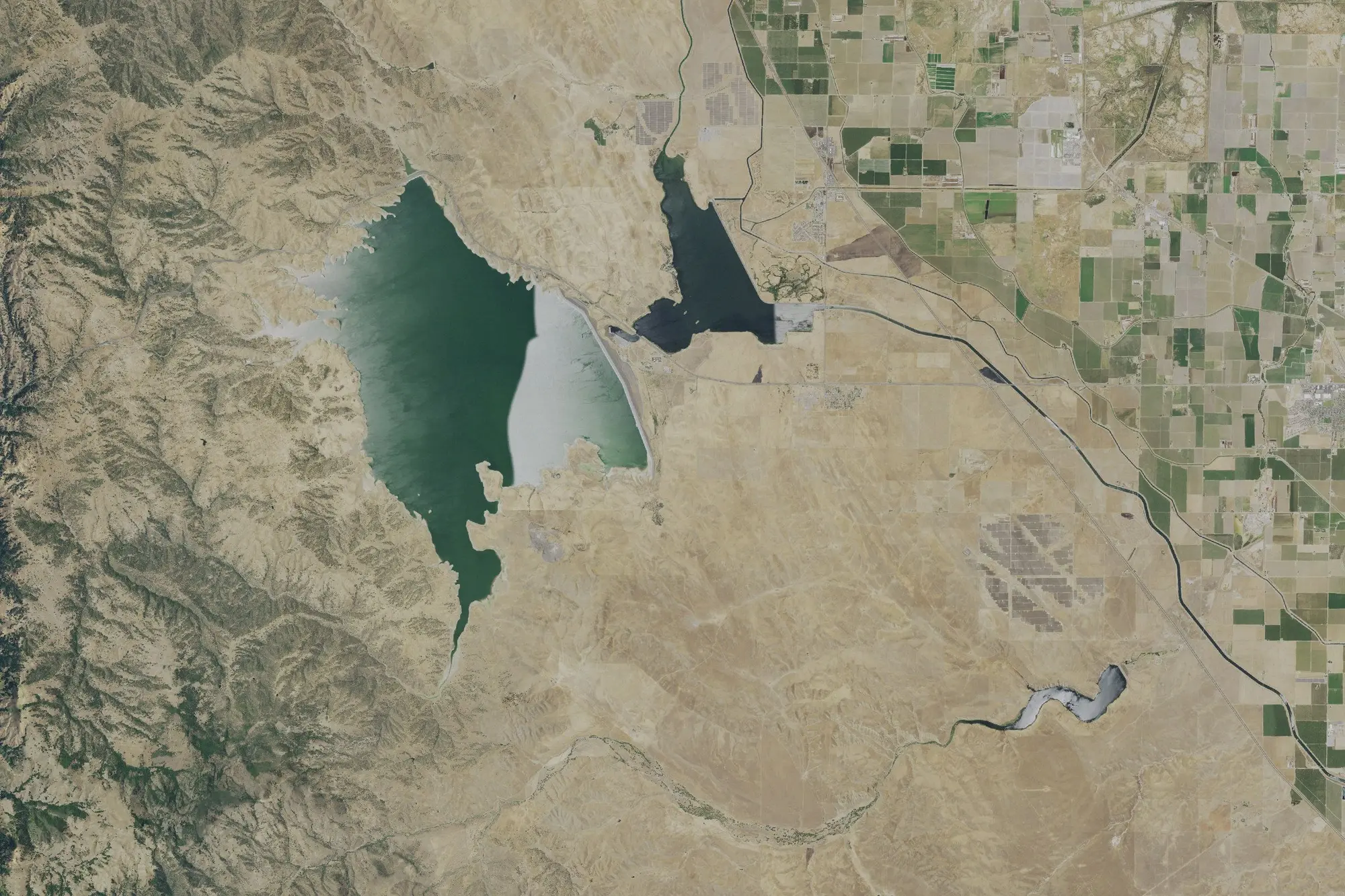 Aerial view of San Luis Reservoir State Recreation Area