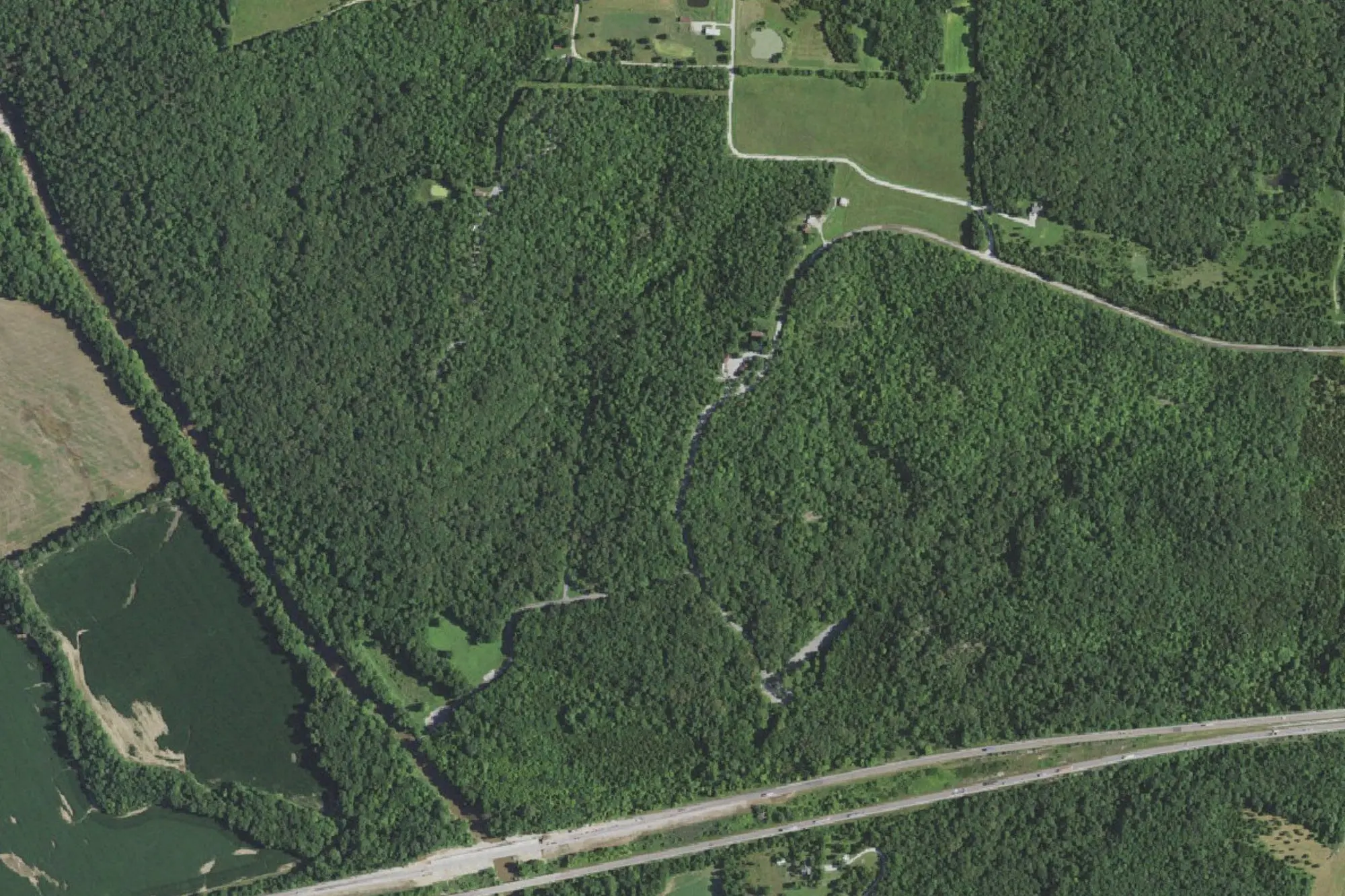 Aerial view of Graham Cave State Park