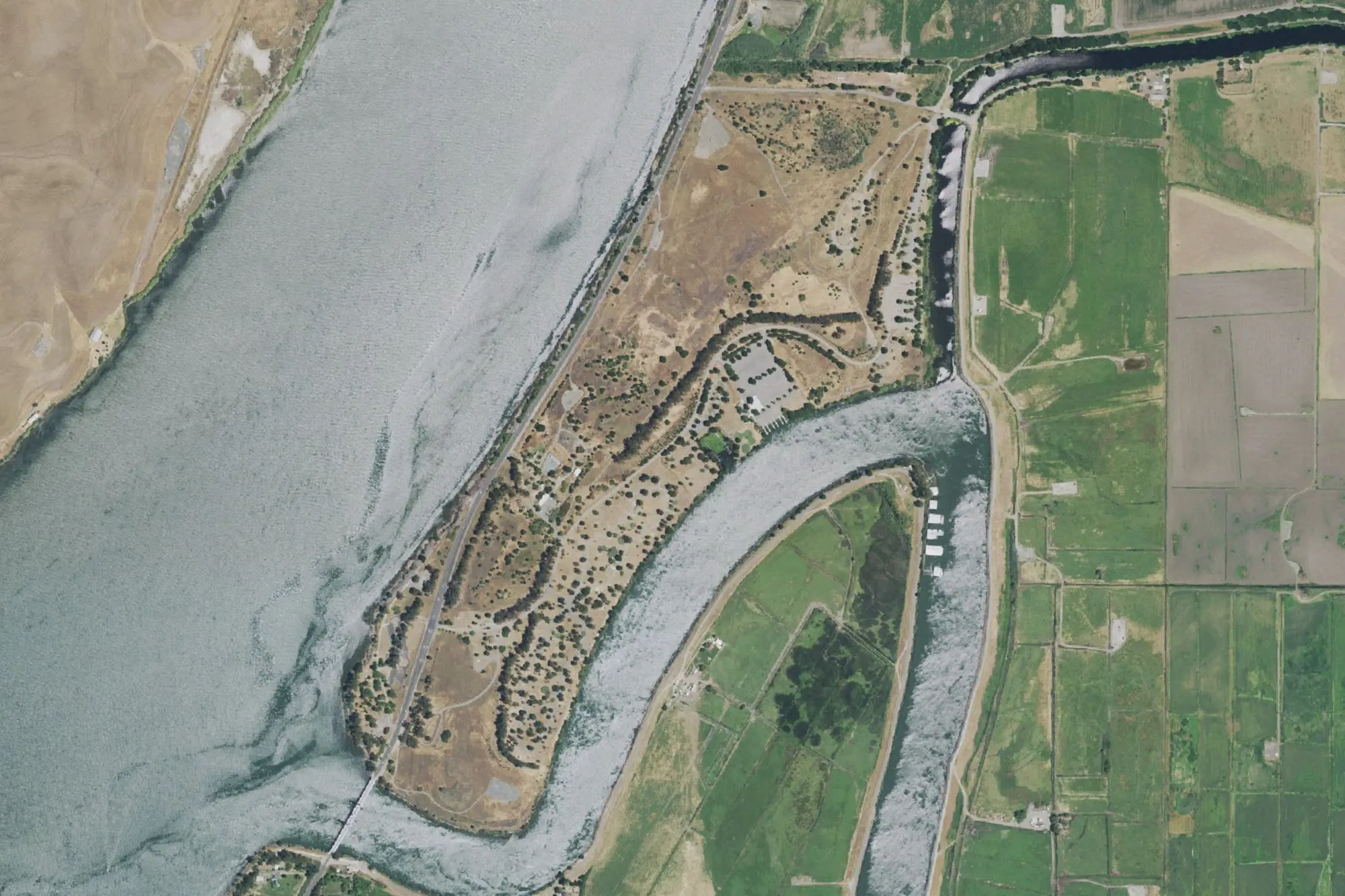 Aerial view of Brannan Island State Recreation Area