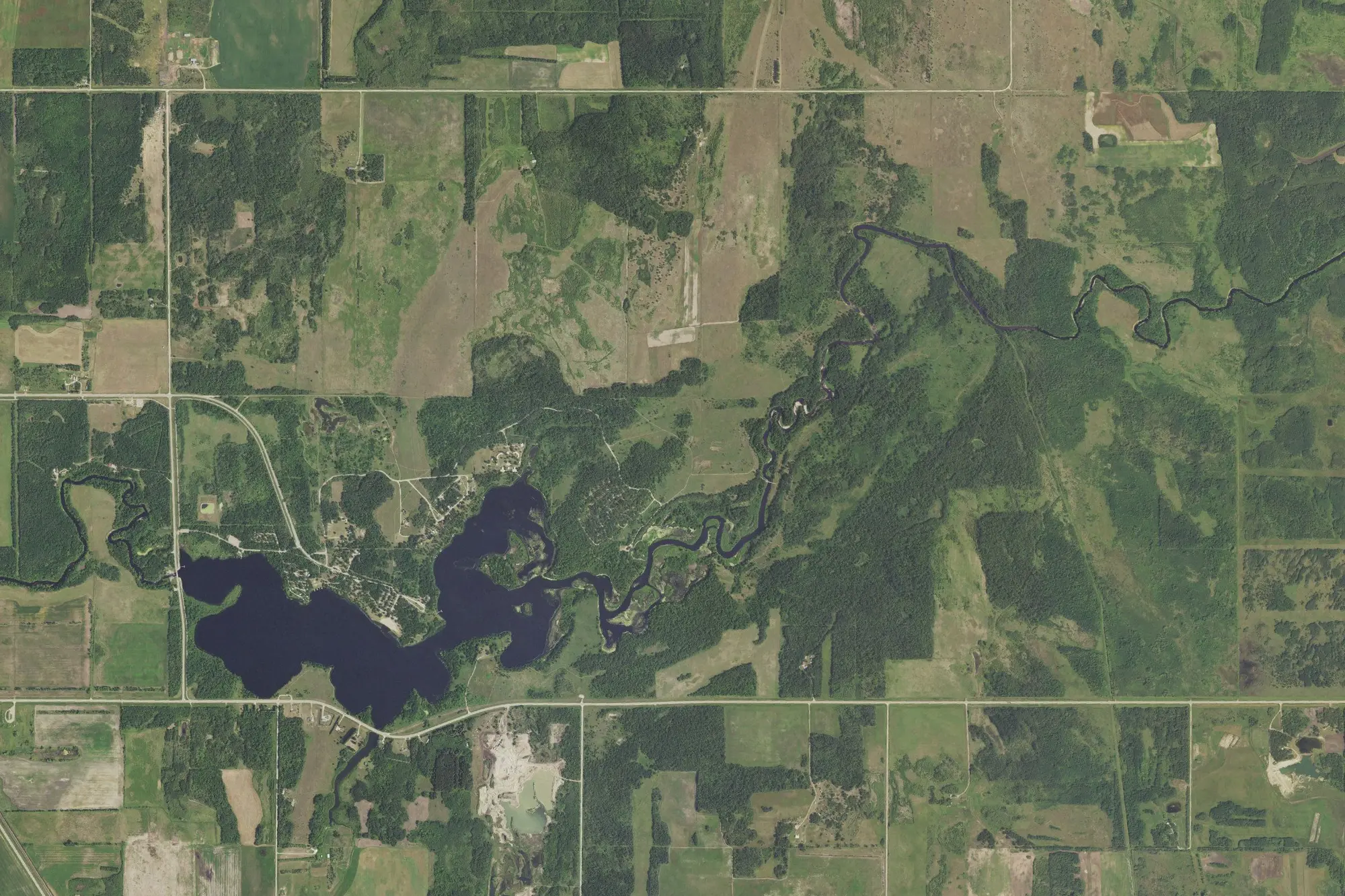 Aerial view of Lake Bronson State Park
