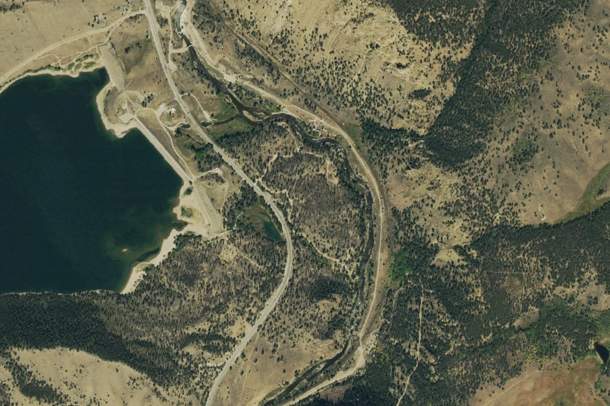 Aerial view of Arkansas Headwaters Recreation Area - Stone Cabin