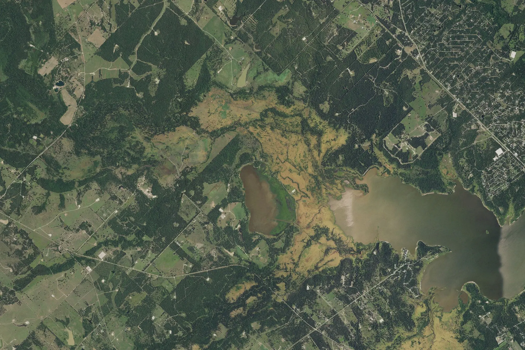 Aerial view of Lake Somerville Trailway State Park