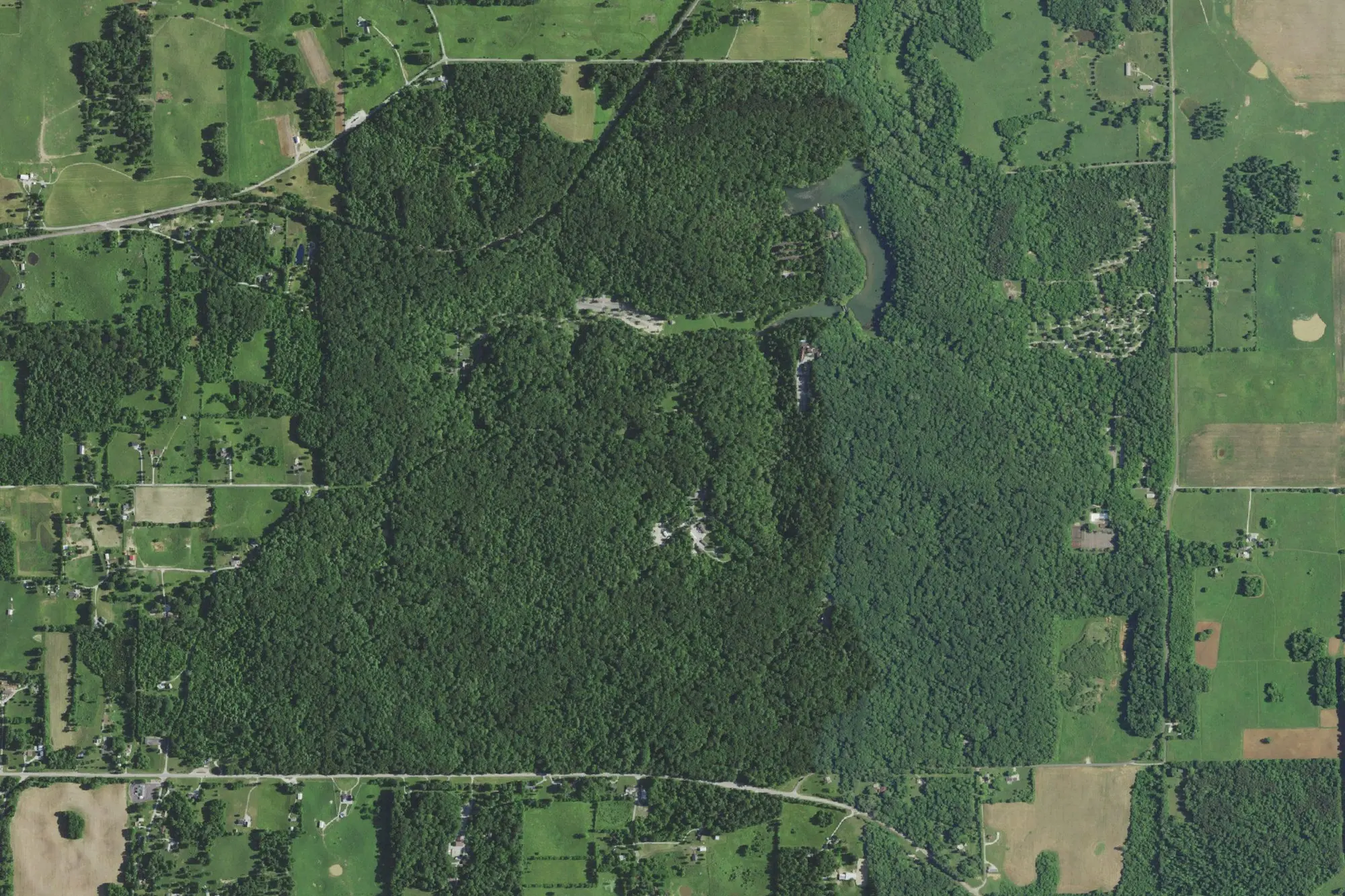 Aerial view of Spring Mill State Park