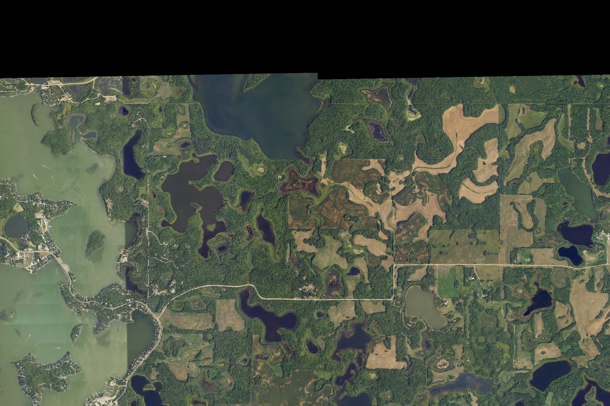 Aerial view of Lake Metigoshe State Park