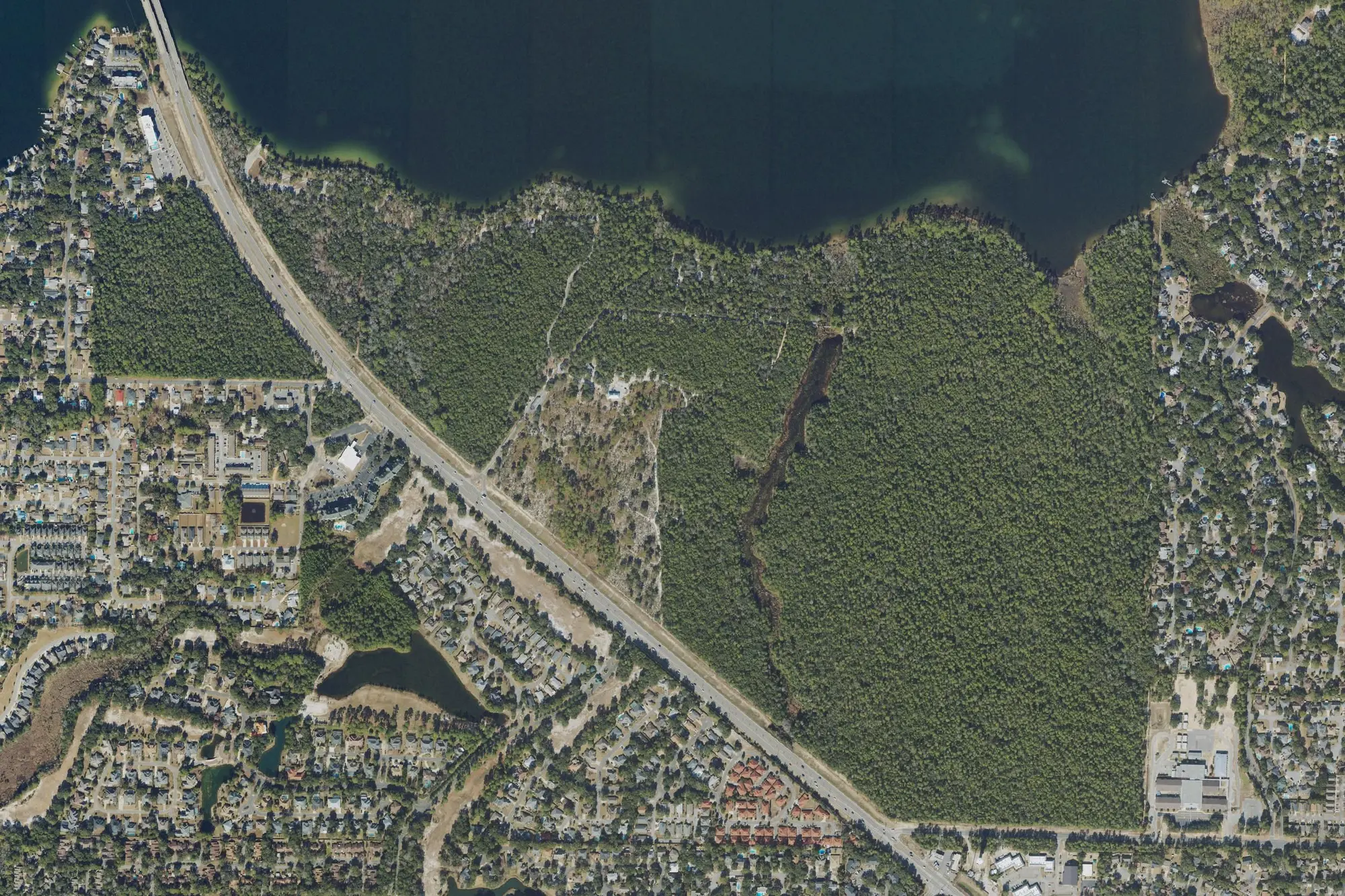 Aerial view of Fred Gannon Rocky Bayou State Park