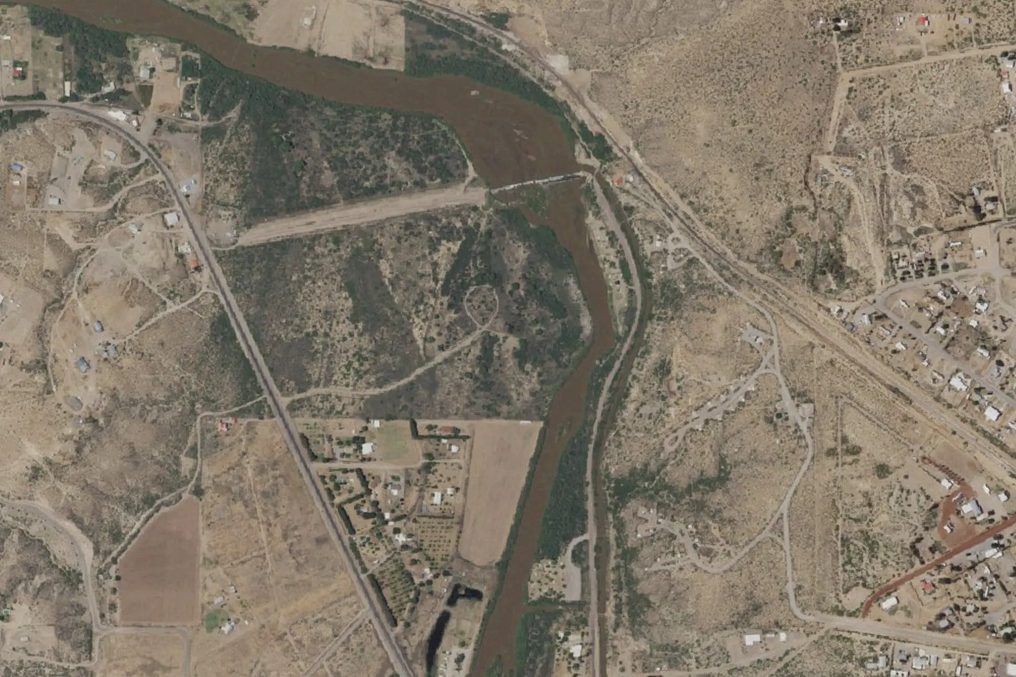Aerial view of Leasburg Dam State Park