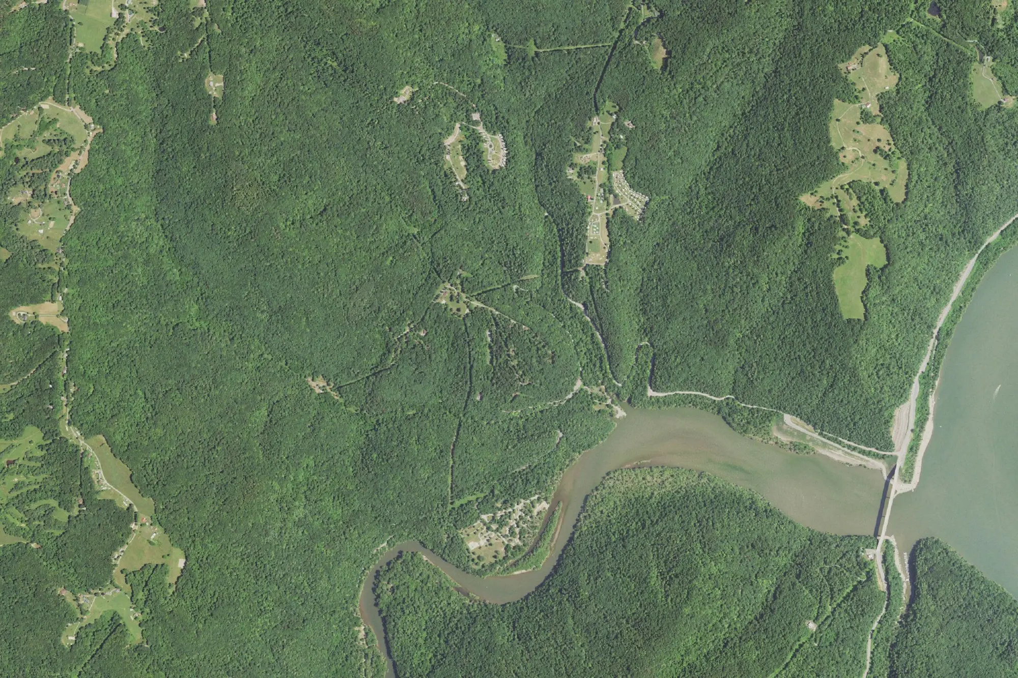 Aerial view of Bluestone Lake State Park