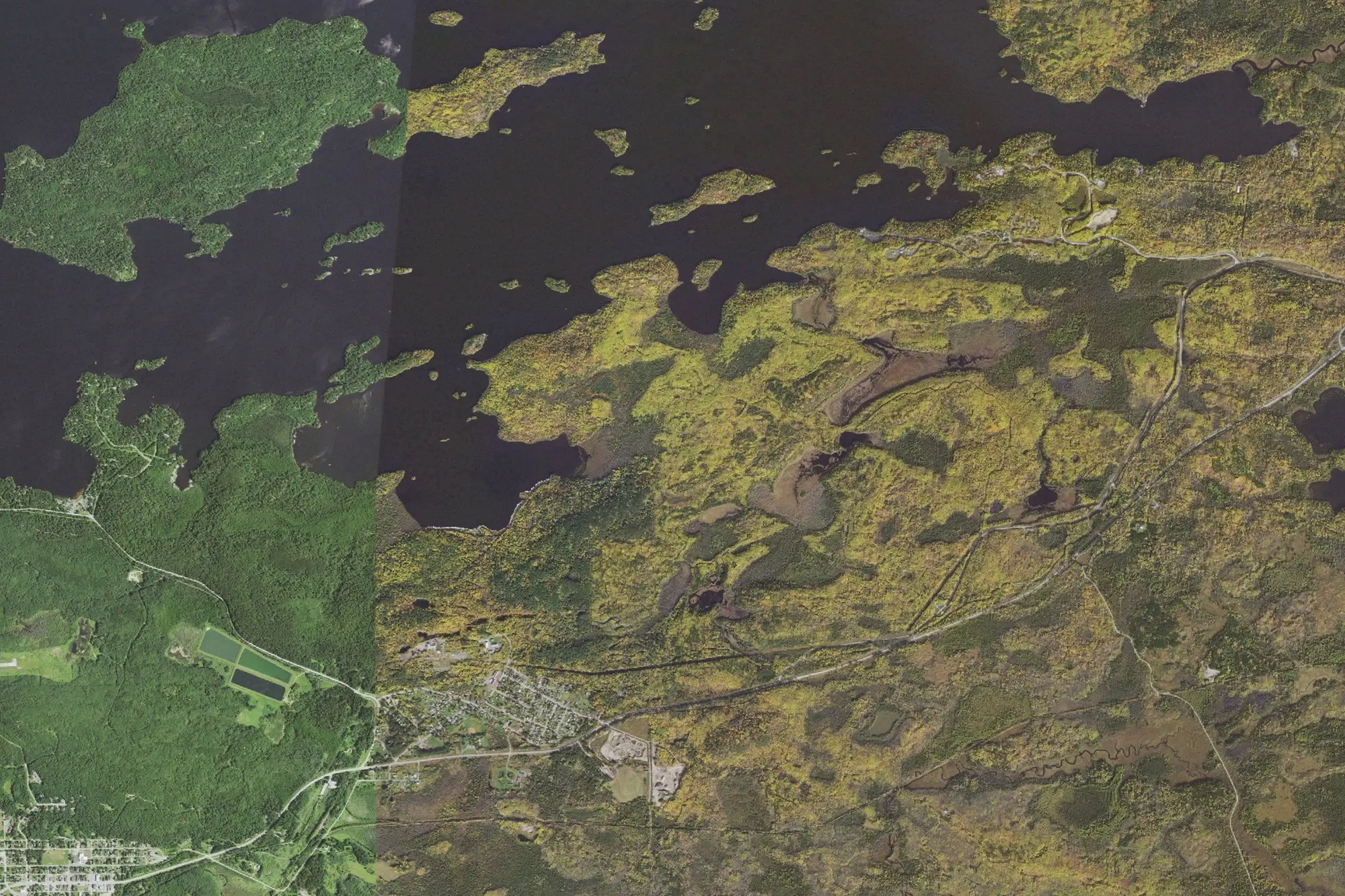 Aerial view of Lake Vermilion-Soudan Underground Mine State Park