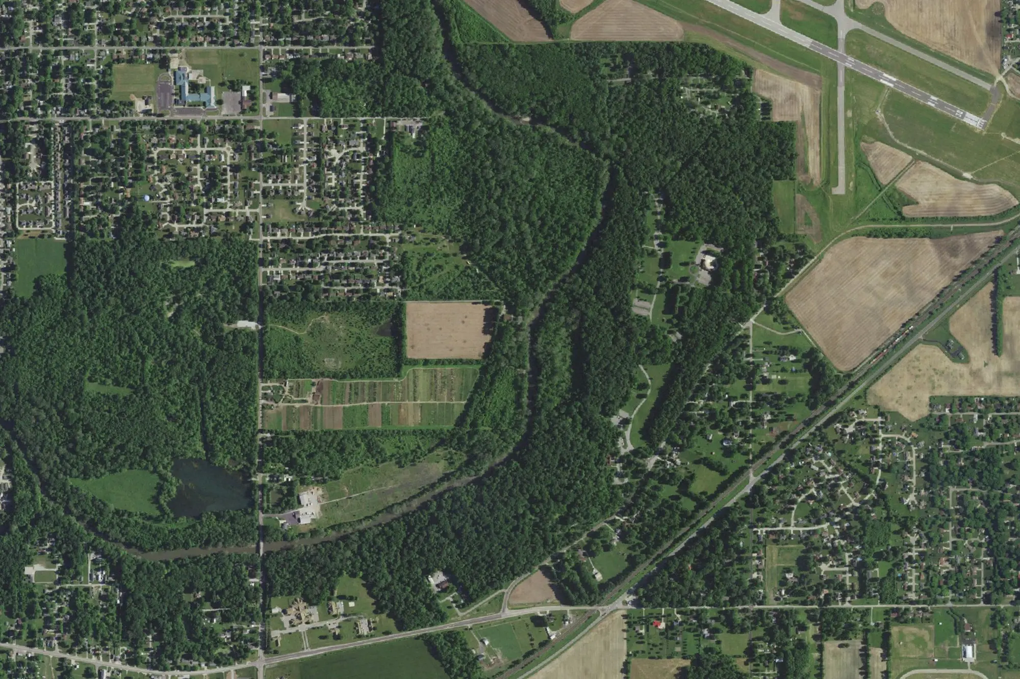 Aerial view of Mounds State Park