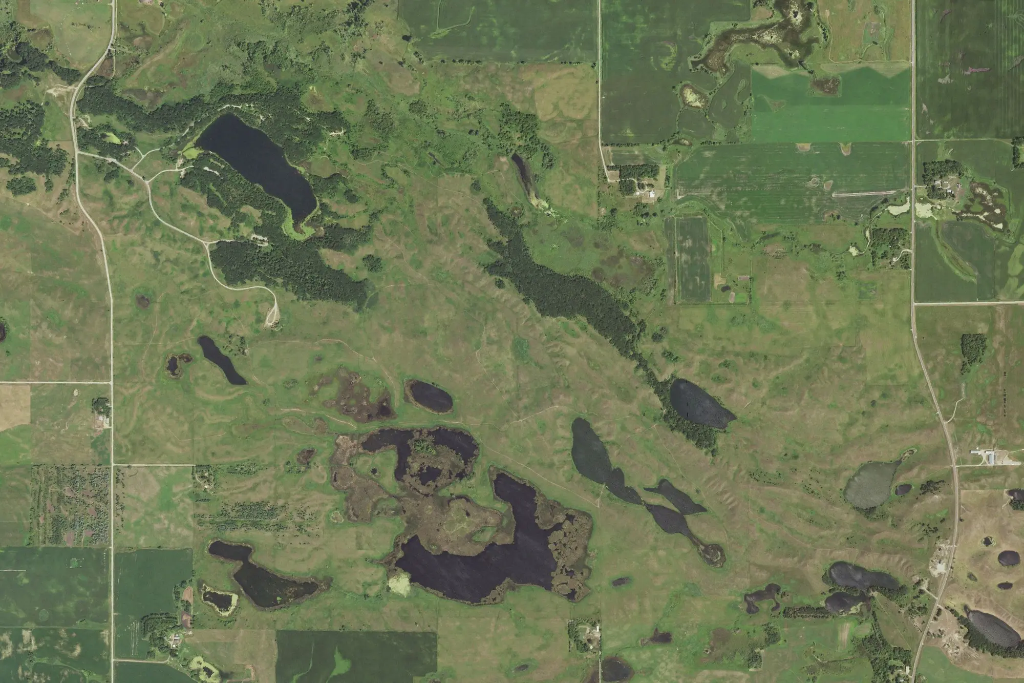 Aerial view of Glacial Lakes State Park