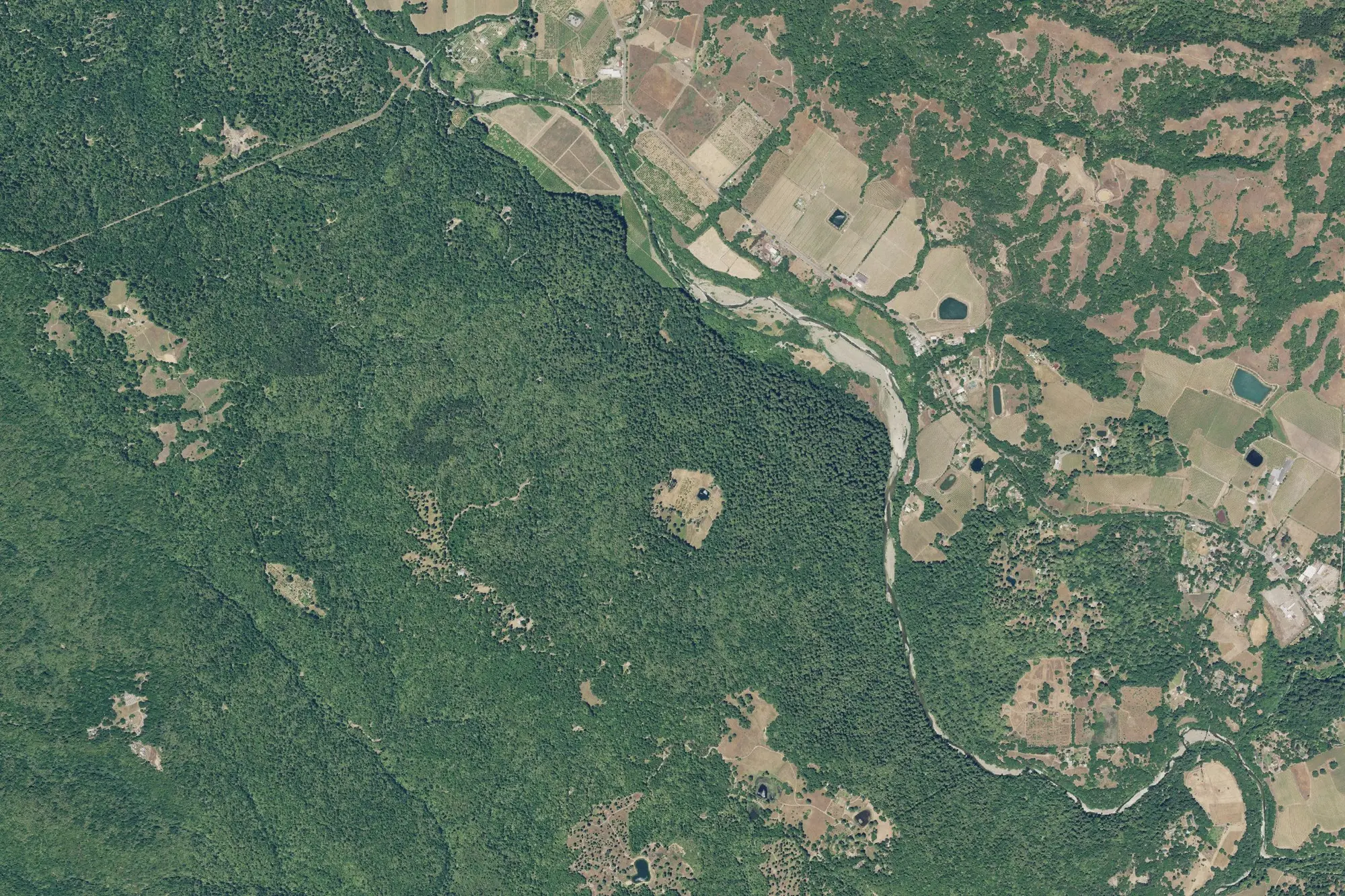 Aerial view of Hendy Woods State Park