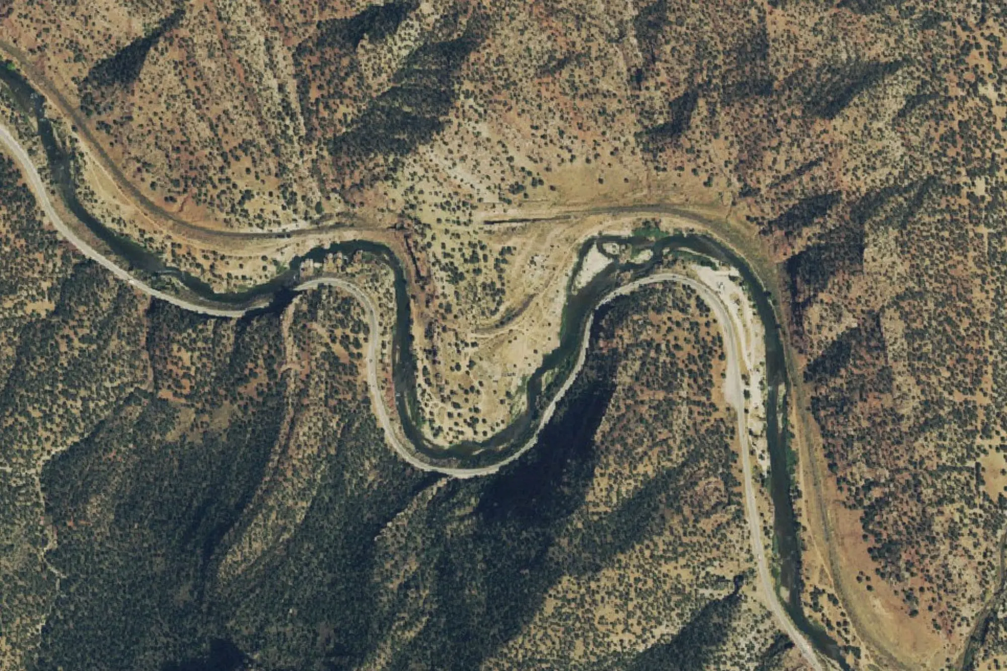 Aerial view of Arkansas Headwaters Recreation Area - Point Bar (Recreation and Public Purposes Site)