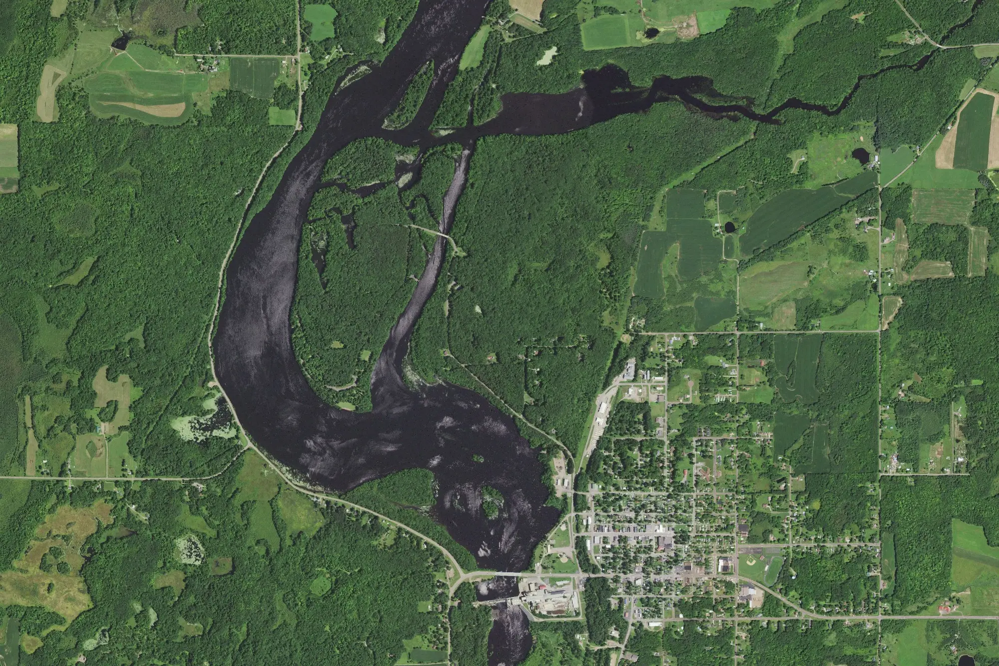 Aerial view of Brunet Island State Park
