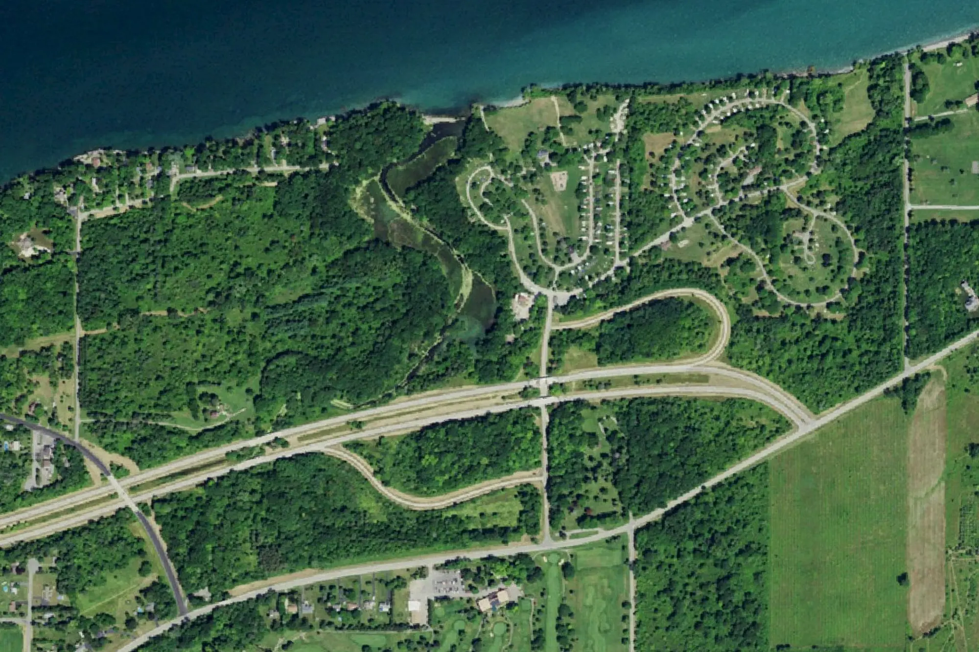 Aerial view of Four Mile Creek State Park