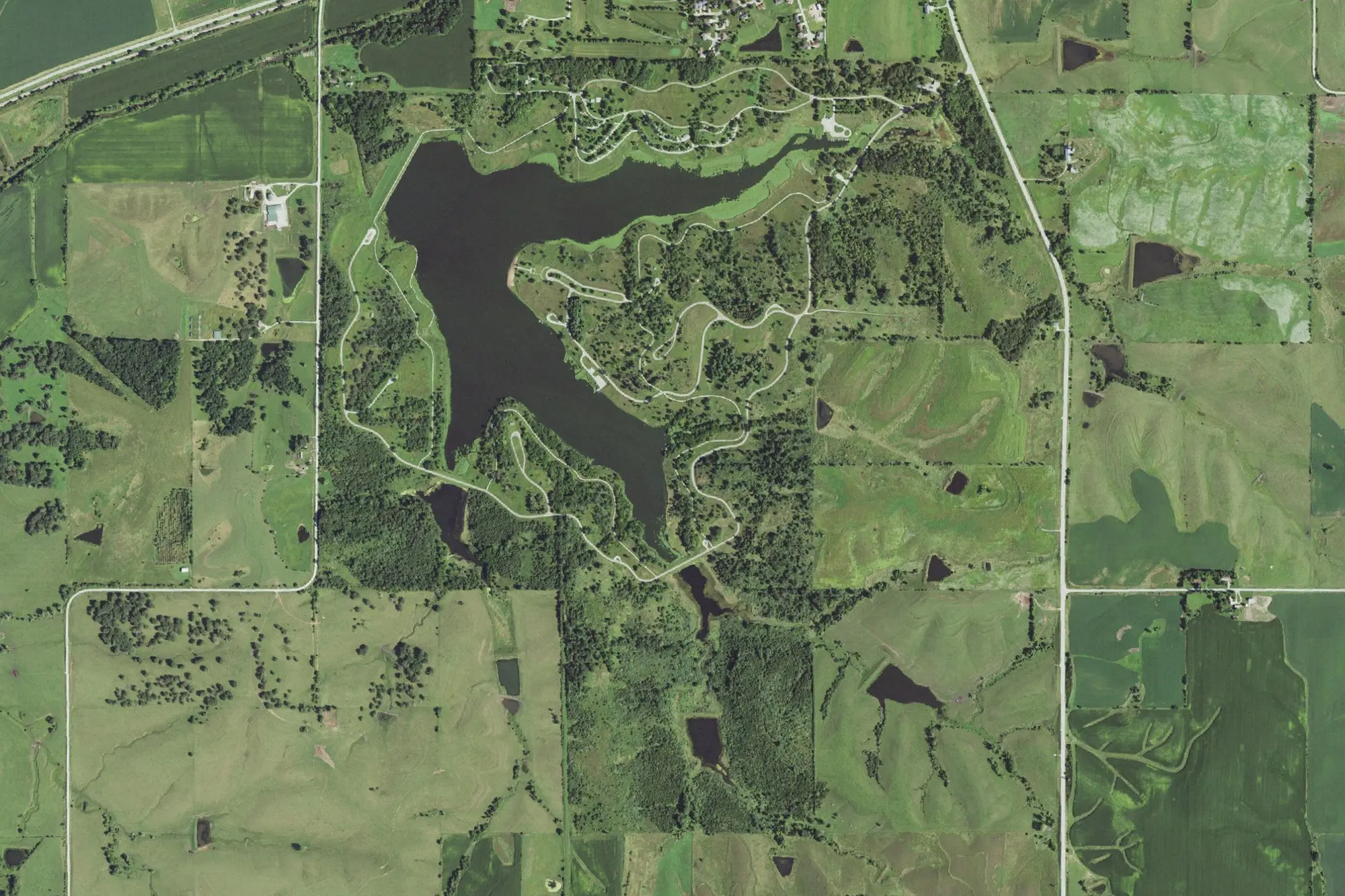 Aerial view of Lake Anita State Park