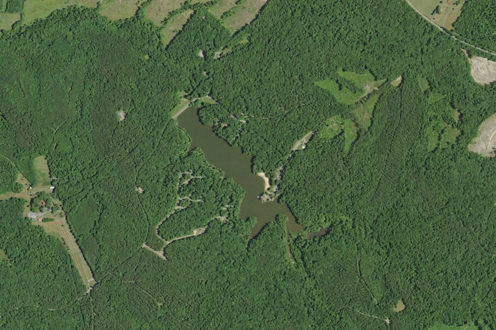 Aerial view of Bear Creek Lake State Park