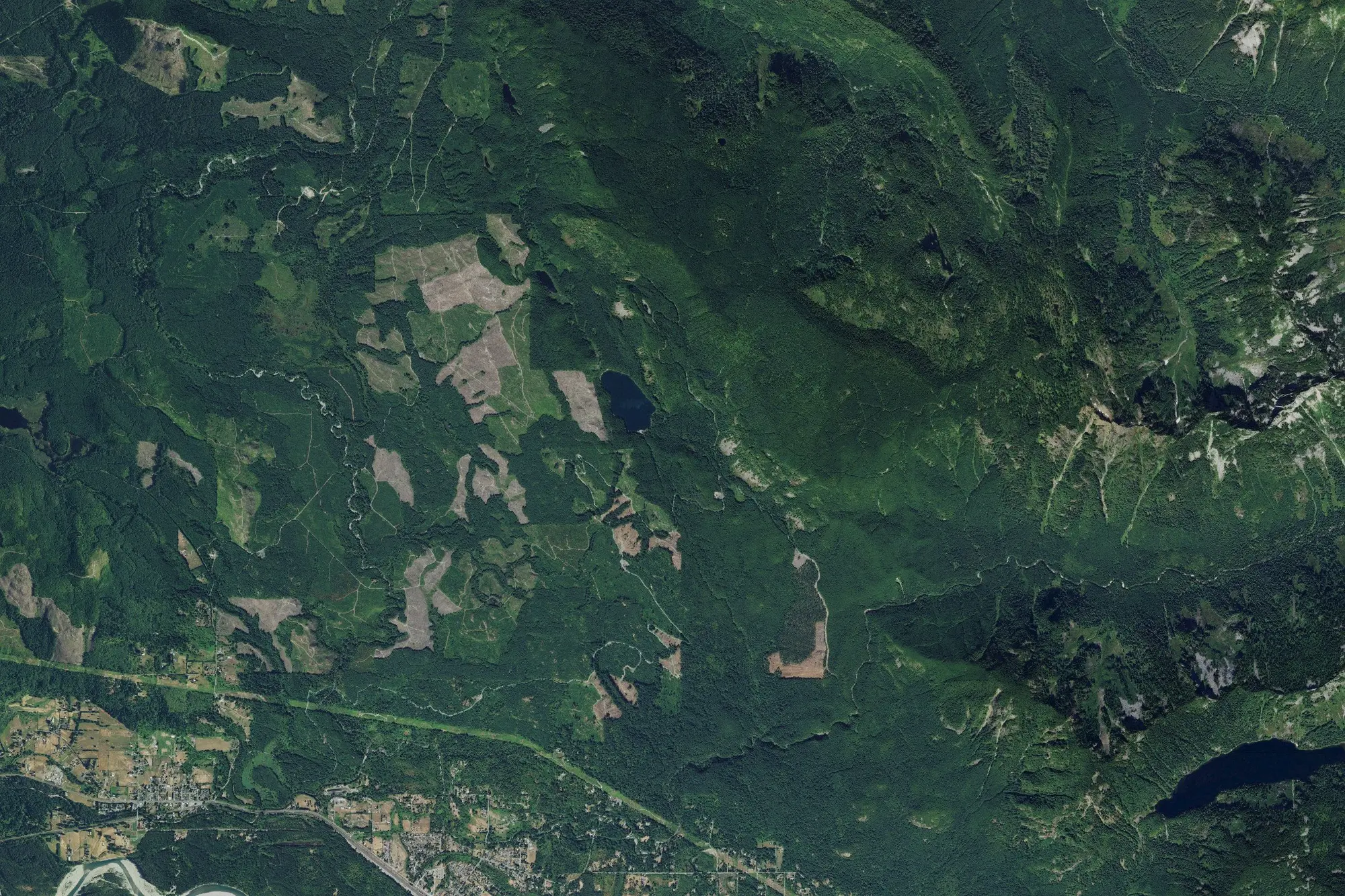 Aerial view of Wallace Falls