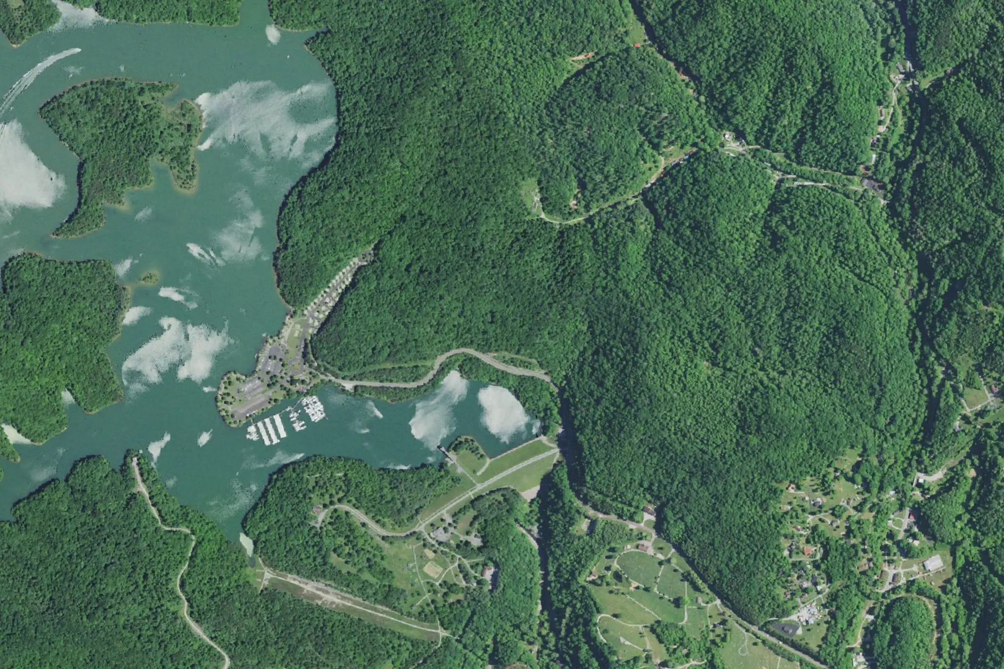 Aerial view of Paintsville Lake State Park
