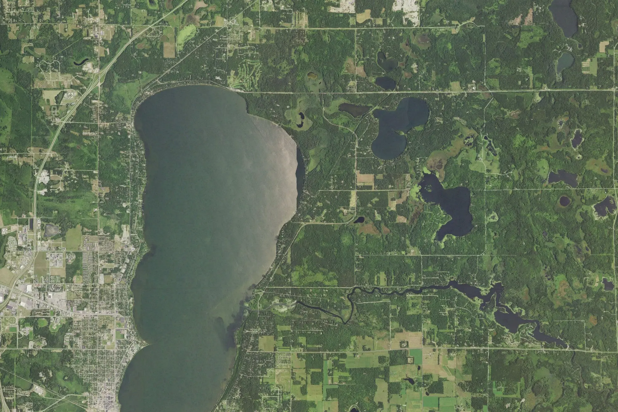 Aerial view of Lake Bemidji State Park