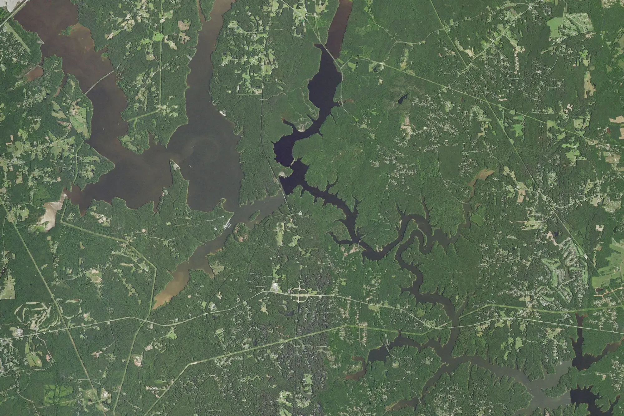 Aerial view of Falls Lake State Recreation Area