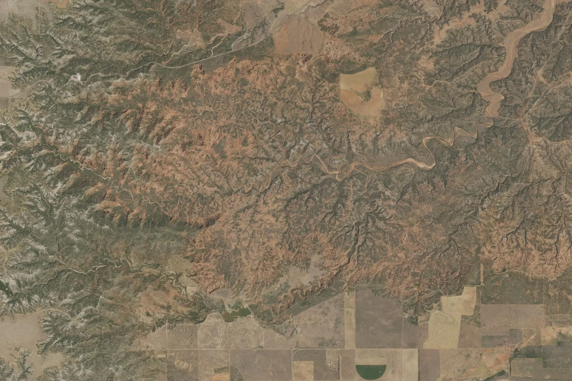 Aerial view of Caprock Canyons State Park