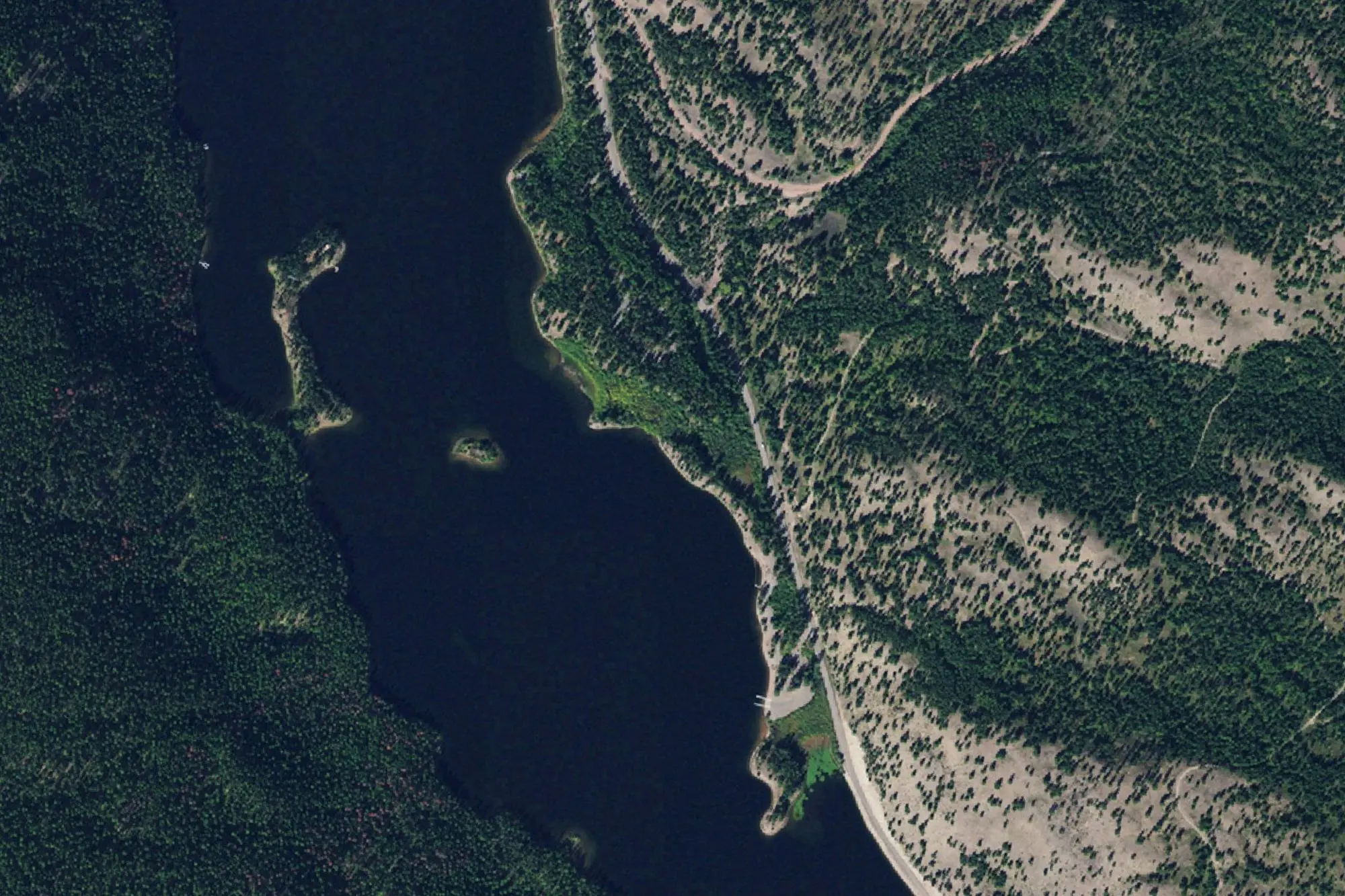 Aerial view of Salmon Lake State Park
