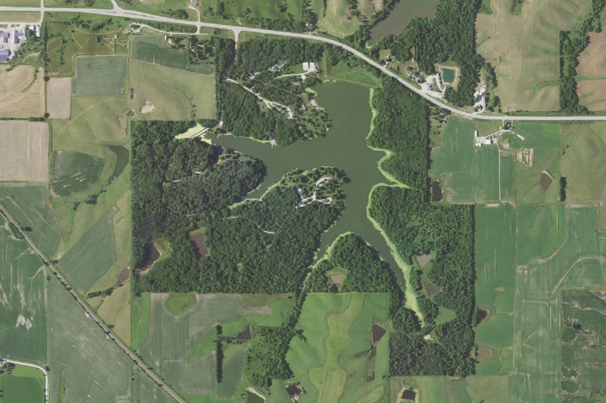Aerial view of Red Haw State Park