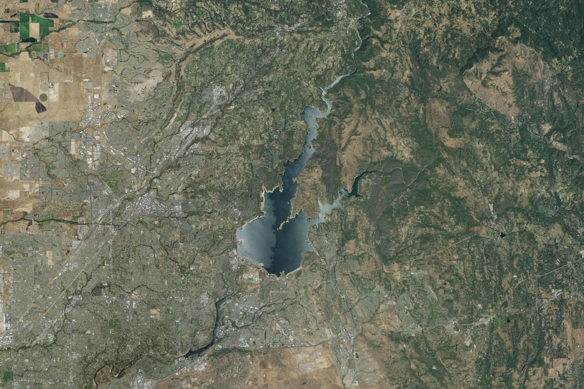 Aerial view of Folsom Lake State Recreation Area